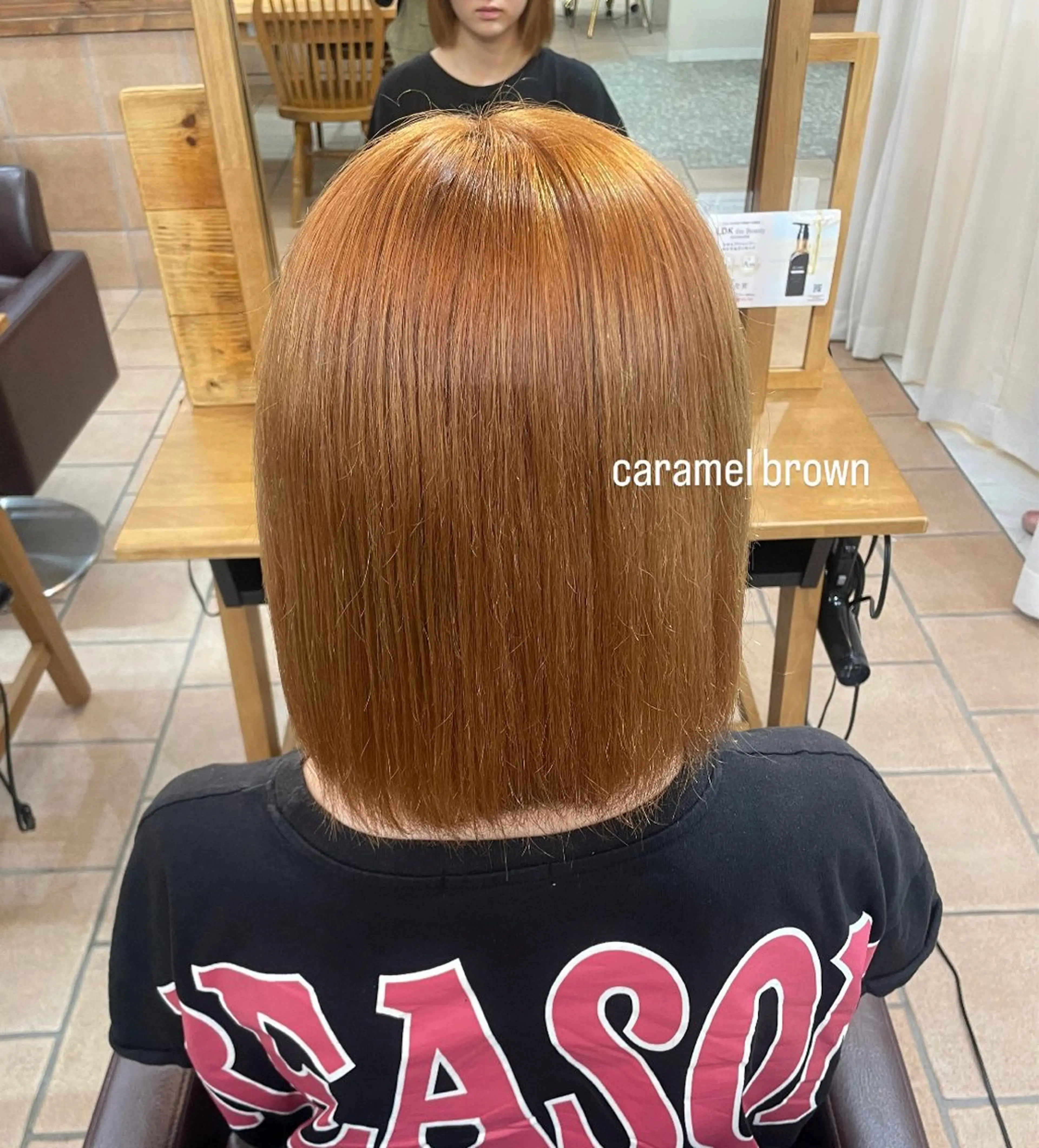 ミディアム カラー ブラウンカラー オレンジ 石上 遥楓のヘアスタイル