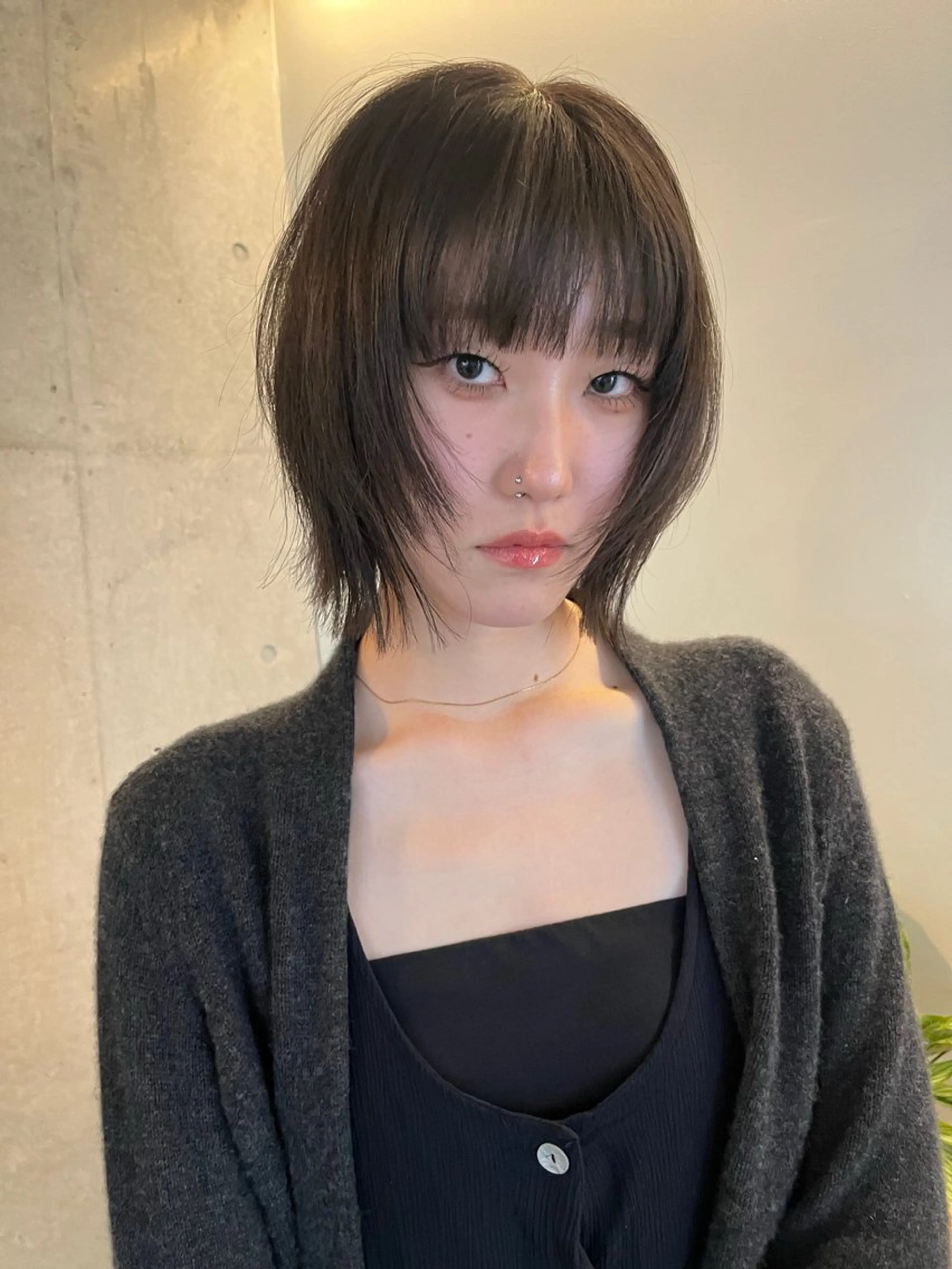 ショート ショートボブ ボブレイヤー ボブ 顔まわりレイヤー レイヤーカット カット ヘアカラー レイヤーカット\ウル フ　chinatsuのヘアスタイル