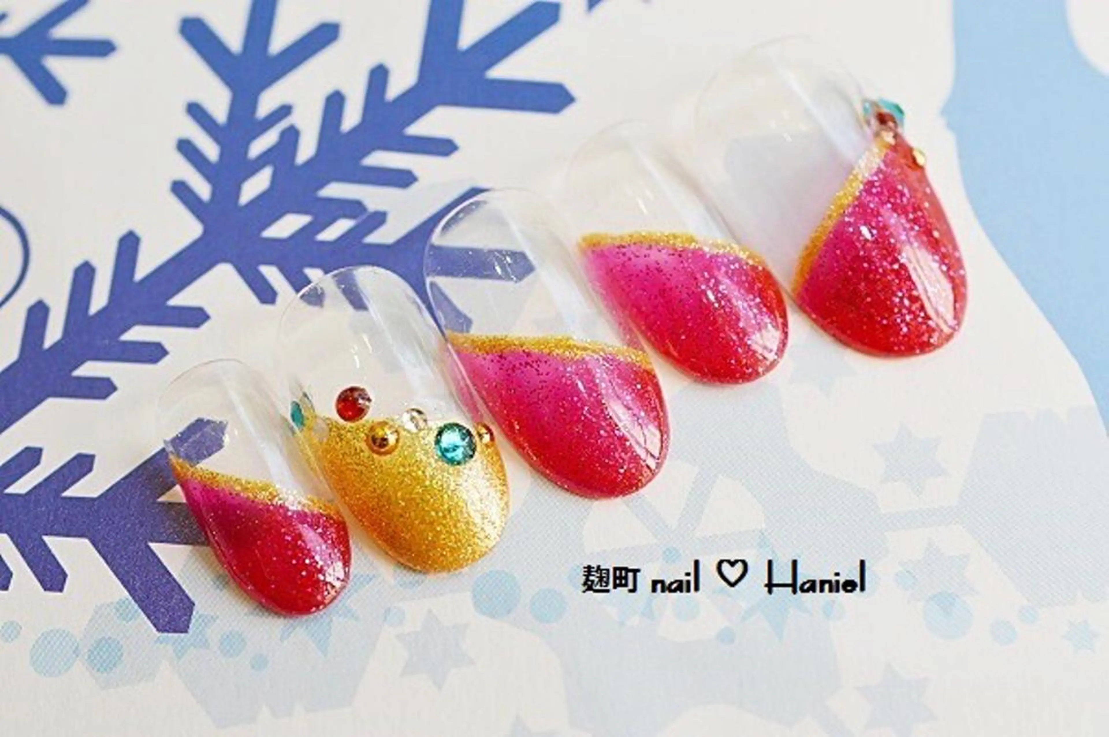 ネイル アートネイル ジェルネイル パラジェル 冬ネイル クリスマス nail Haniel所属・半蔵門サロンハニエル 魅神 ちよのネイルデザイン