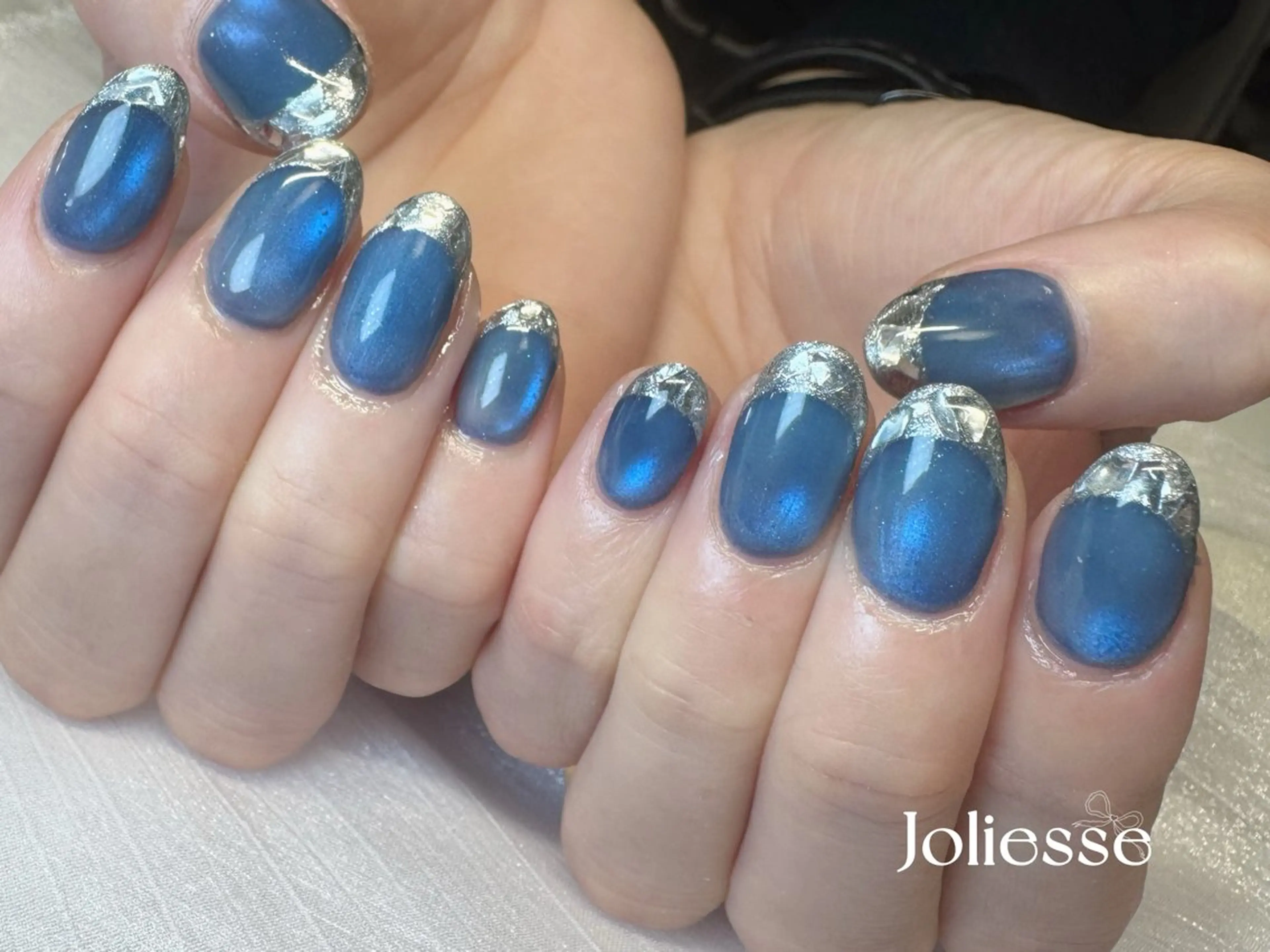 ネイル フレンチネイル ガラスフレンチ マグネットネイル Joliesse nail salonのネイルデザイン