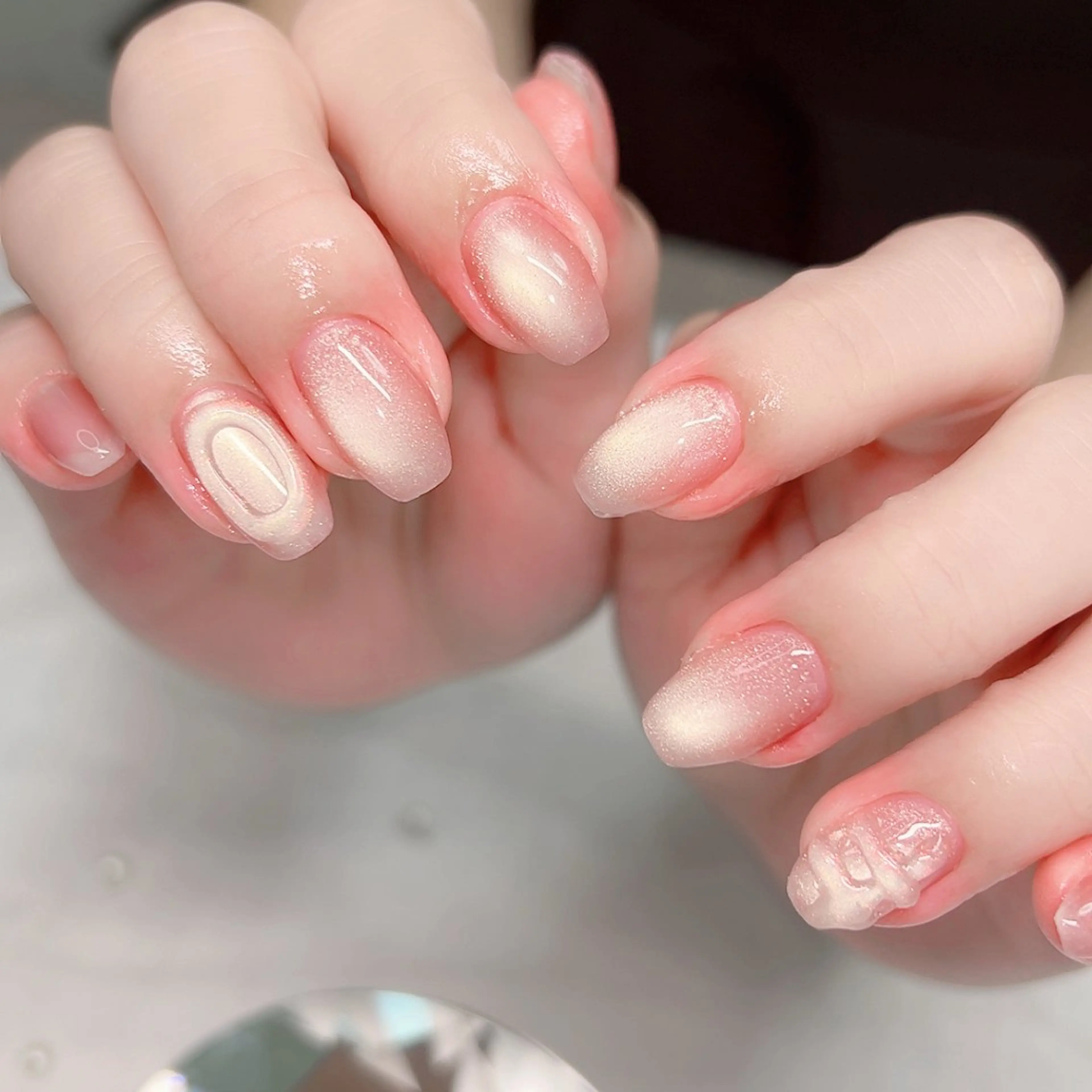 ネイル アートネイル フレンチネイル ジェルネイル マグネットネイル マグネットフレンチ ハンドネイル Cute Tips nailのネイルデザイン