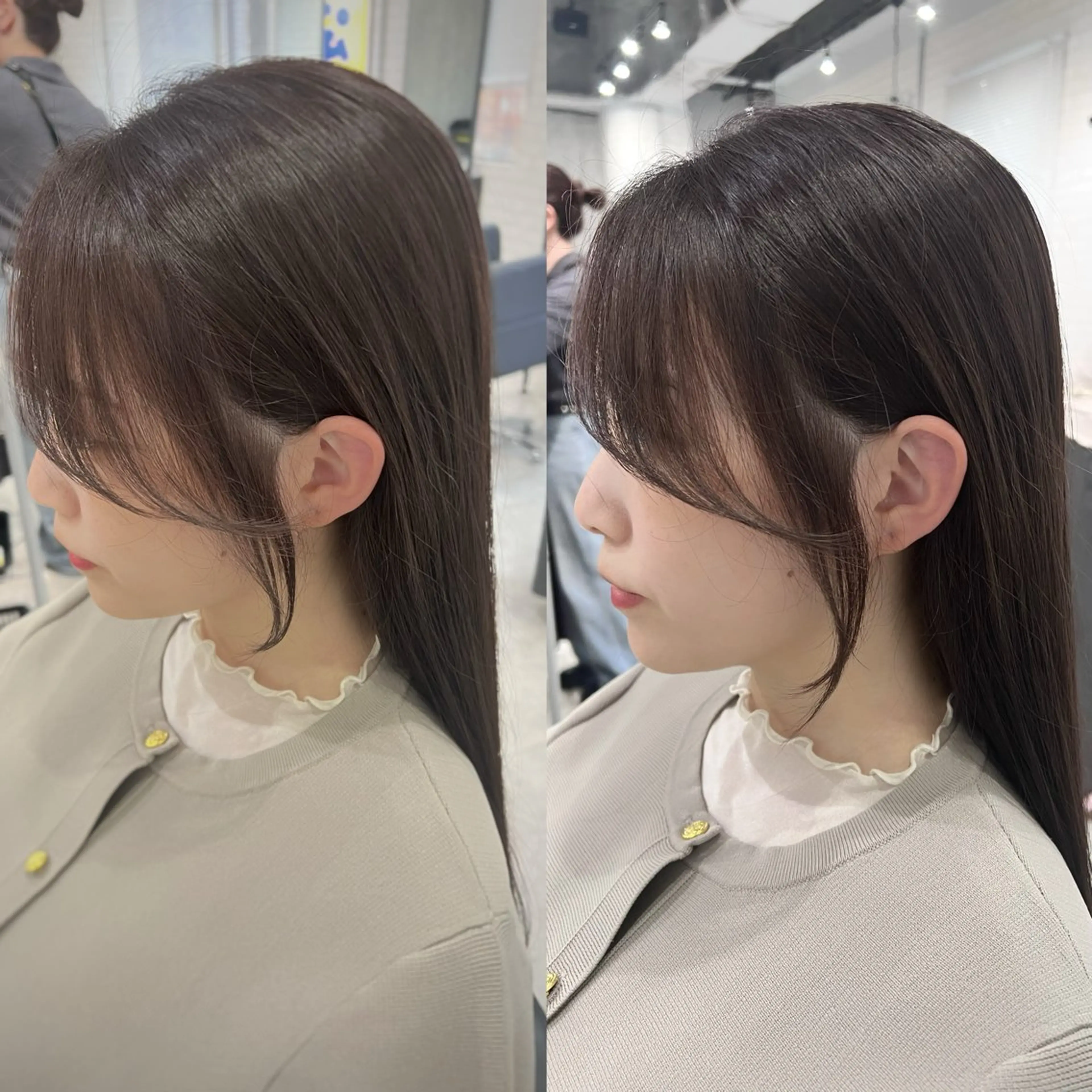 ミディアム 韓国風ヘア レイヤーカット おくれ毛 カット ヘアカラー トリートメント 🌿海山龍馬🌿前髪 /顔まわり/レイヤーのヘアスタイル