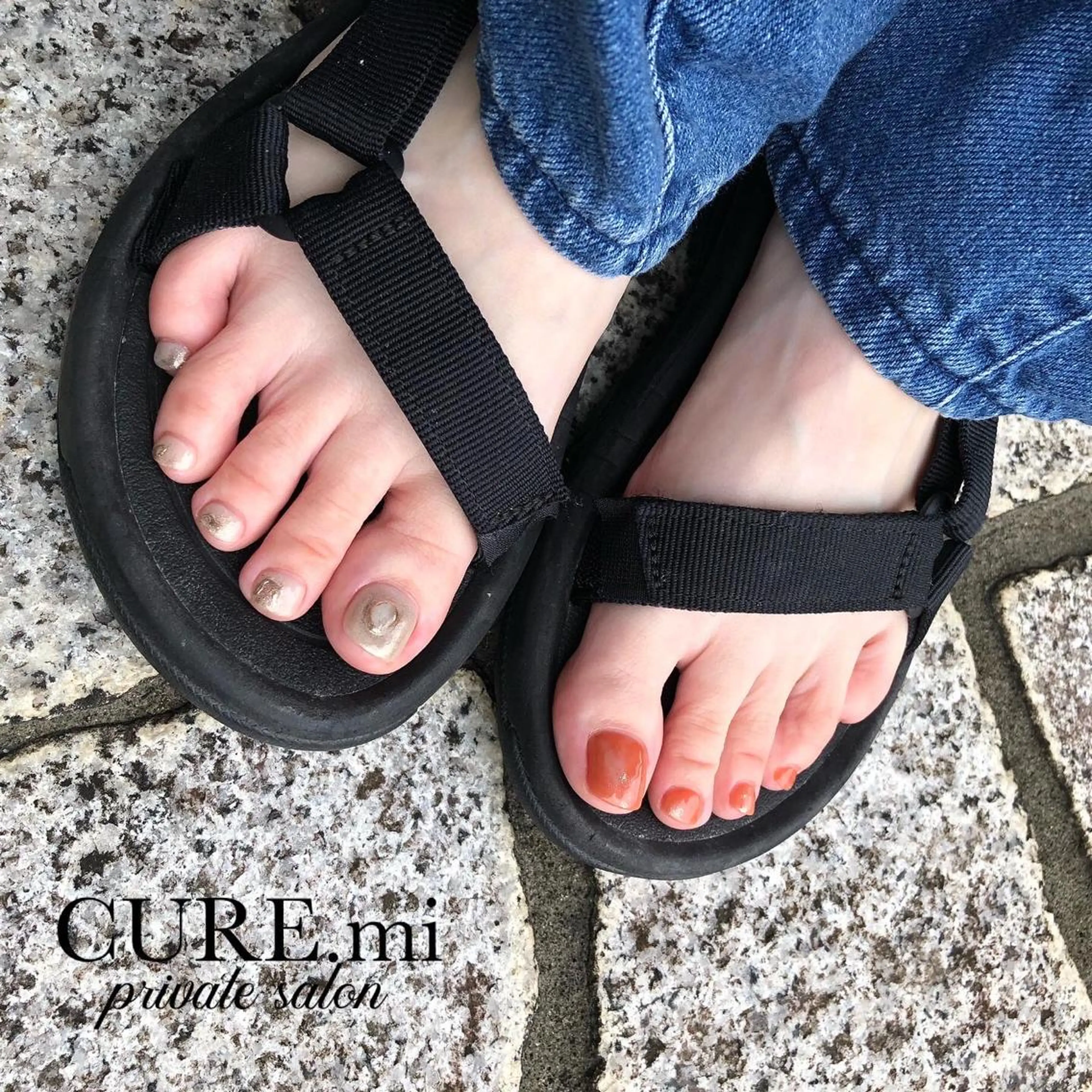 ネイル ニュアンスネイル オレンジ ホワイト フットネイル 伊藤 美香のその他イメージ