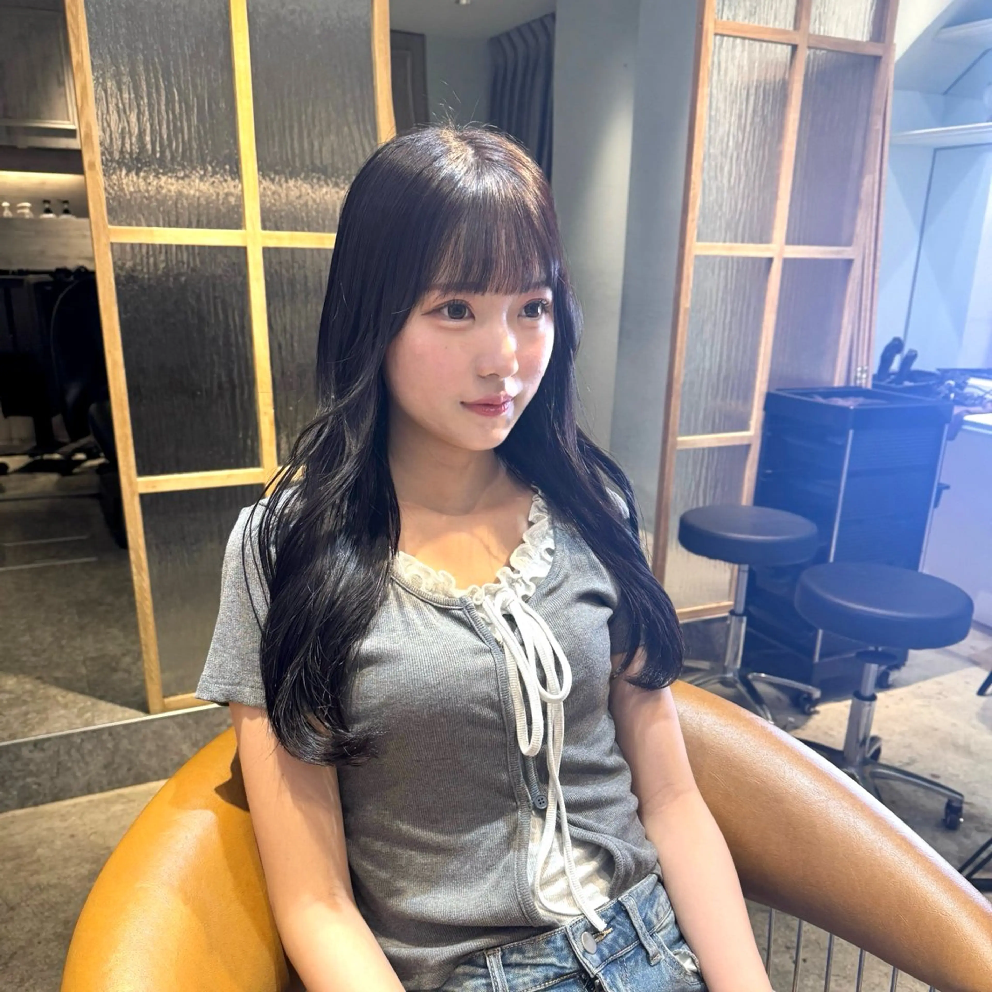 ロング 顔周りカット 髪質改善 韓国風ヘア レイヤーカット カット ヘアカラー トリートメント ヘアセット 髪質改善/ボブ /韓国/erikoのヘアスタイル
