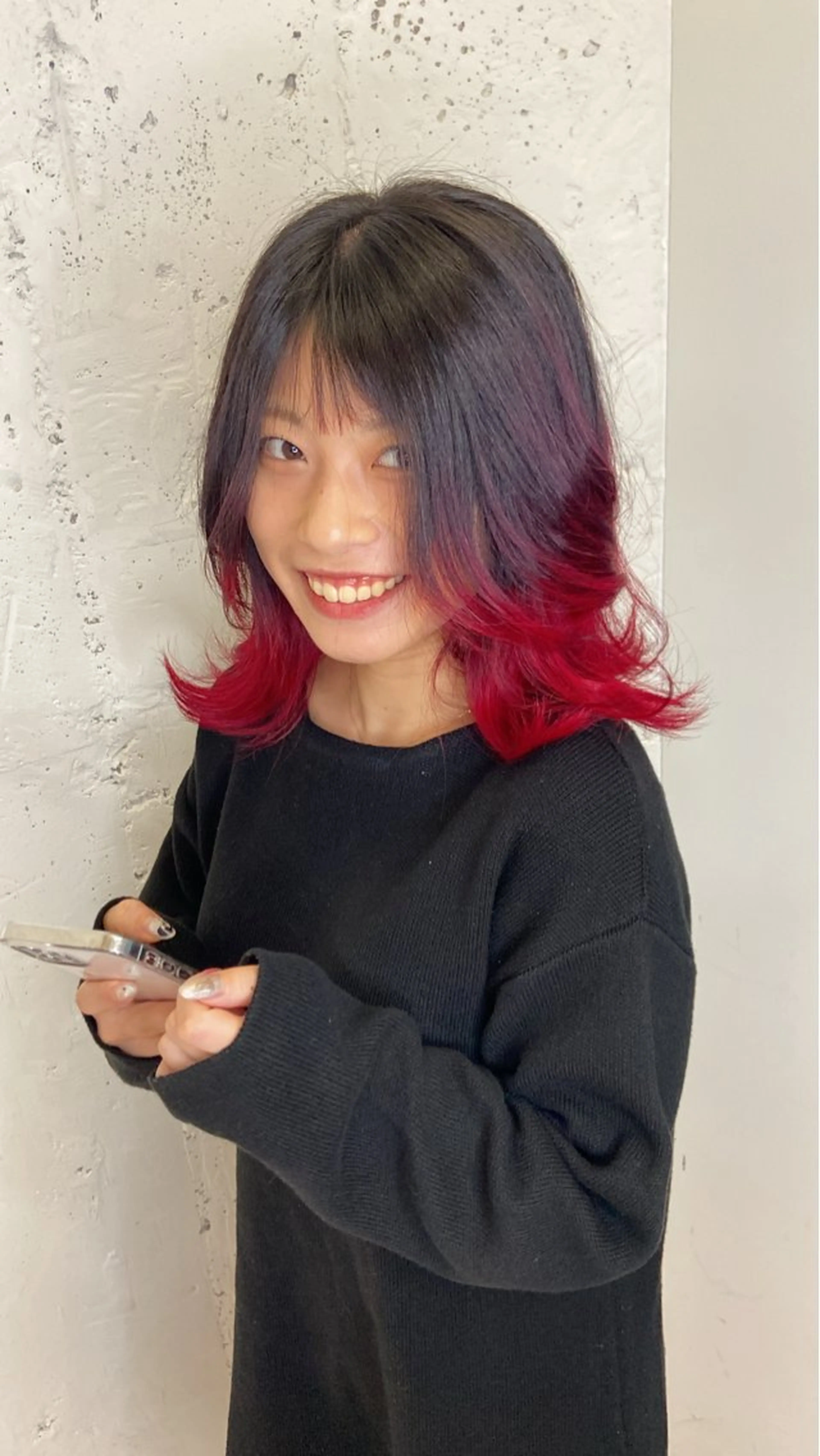 セミロング カラー デザインカラー 顔周りカット/レイヤ ーカット透明感カラーのヘアスタイル