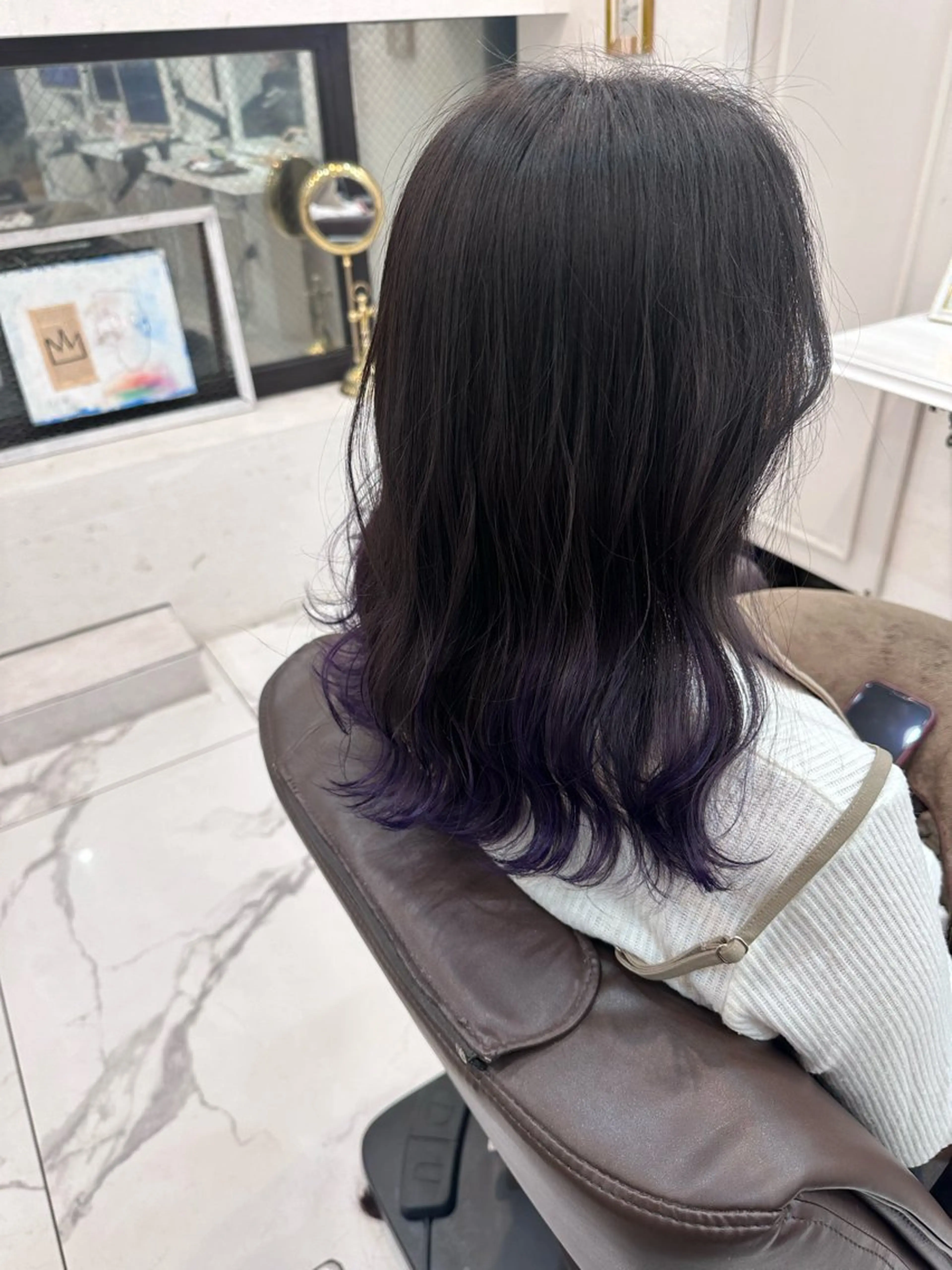 セミロング カラー ブリーチ グラデーションカラー 安田 柚月のヘアスタイル