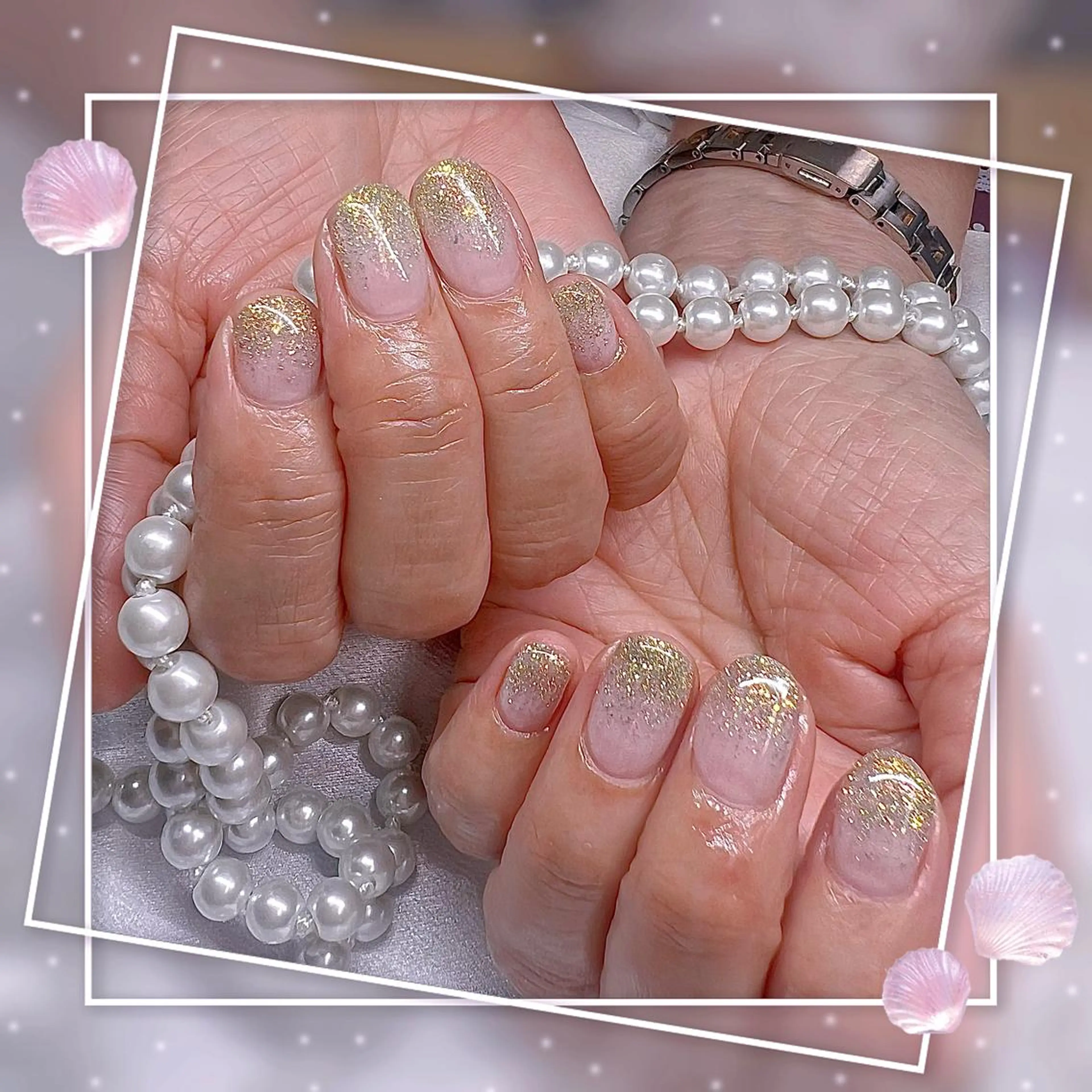 ネイル フレンチネイル キラキラネイル 韓国ネイル マグネットネイル マグネットフレンチ Chill Nailsalonのネイルデザイン