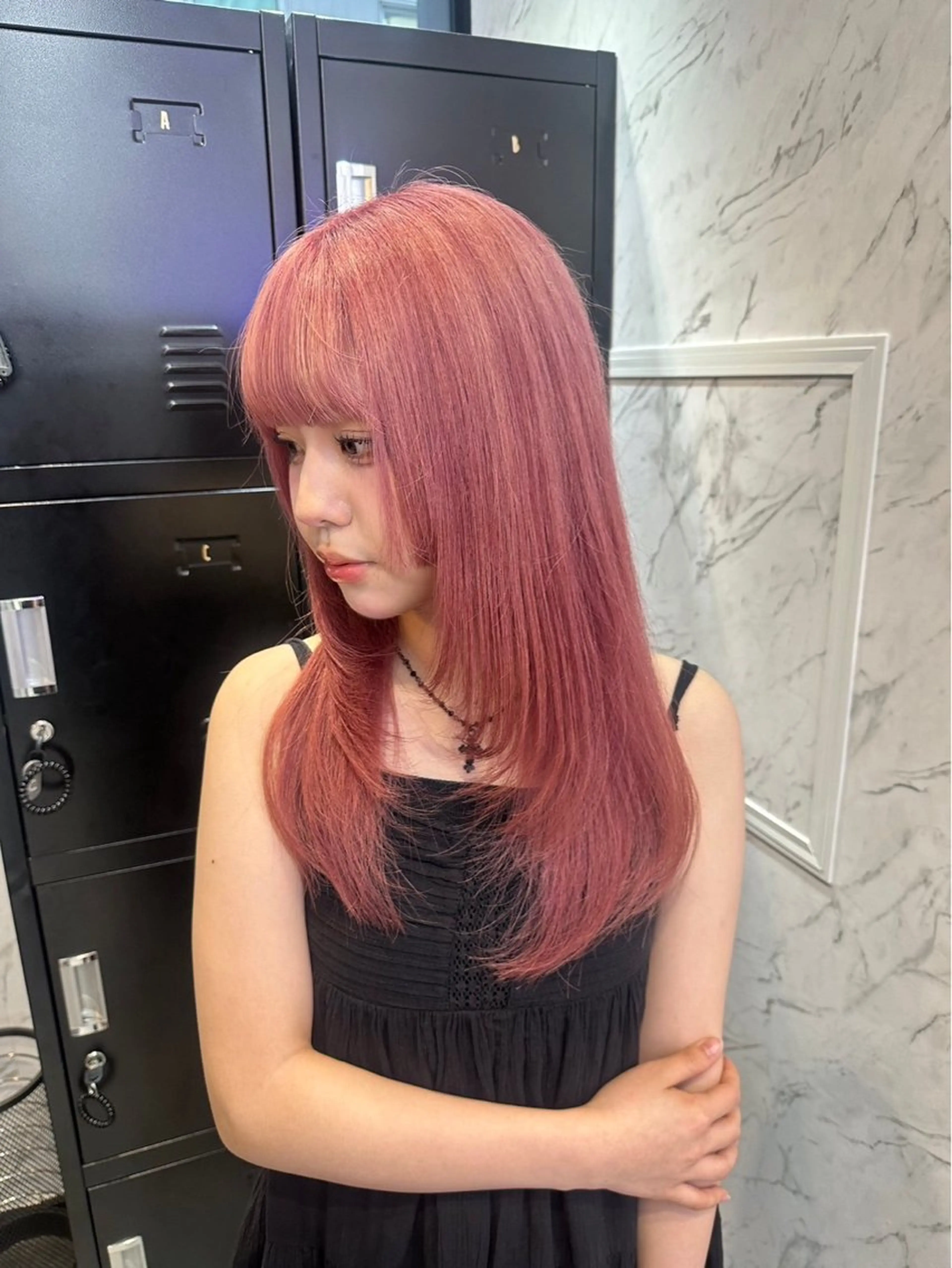 ロング カラー ピンクカラー hair salon dot. mooda 韓国風サロン 町田店所属・韓国風ヘア🎀🩶 /♡𝓝𝓸𝓪♡のヘアスタイル