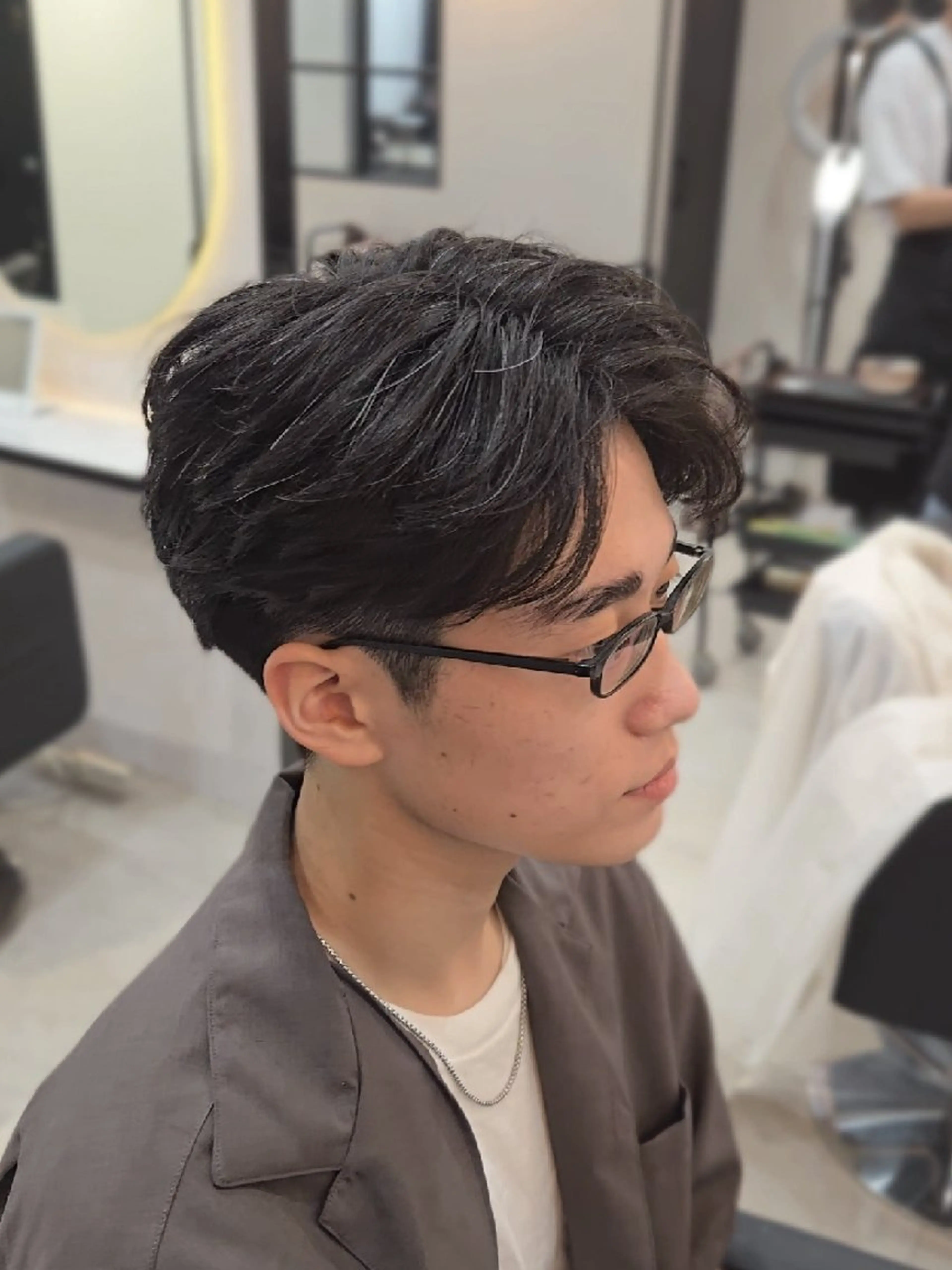 メンズ ミディアム センターパート カット ヘアセット Lapis 名古屋駅前店所属・LEN名古屋/パーマ メンズ特化美容師のヘアスタイル