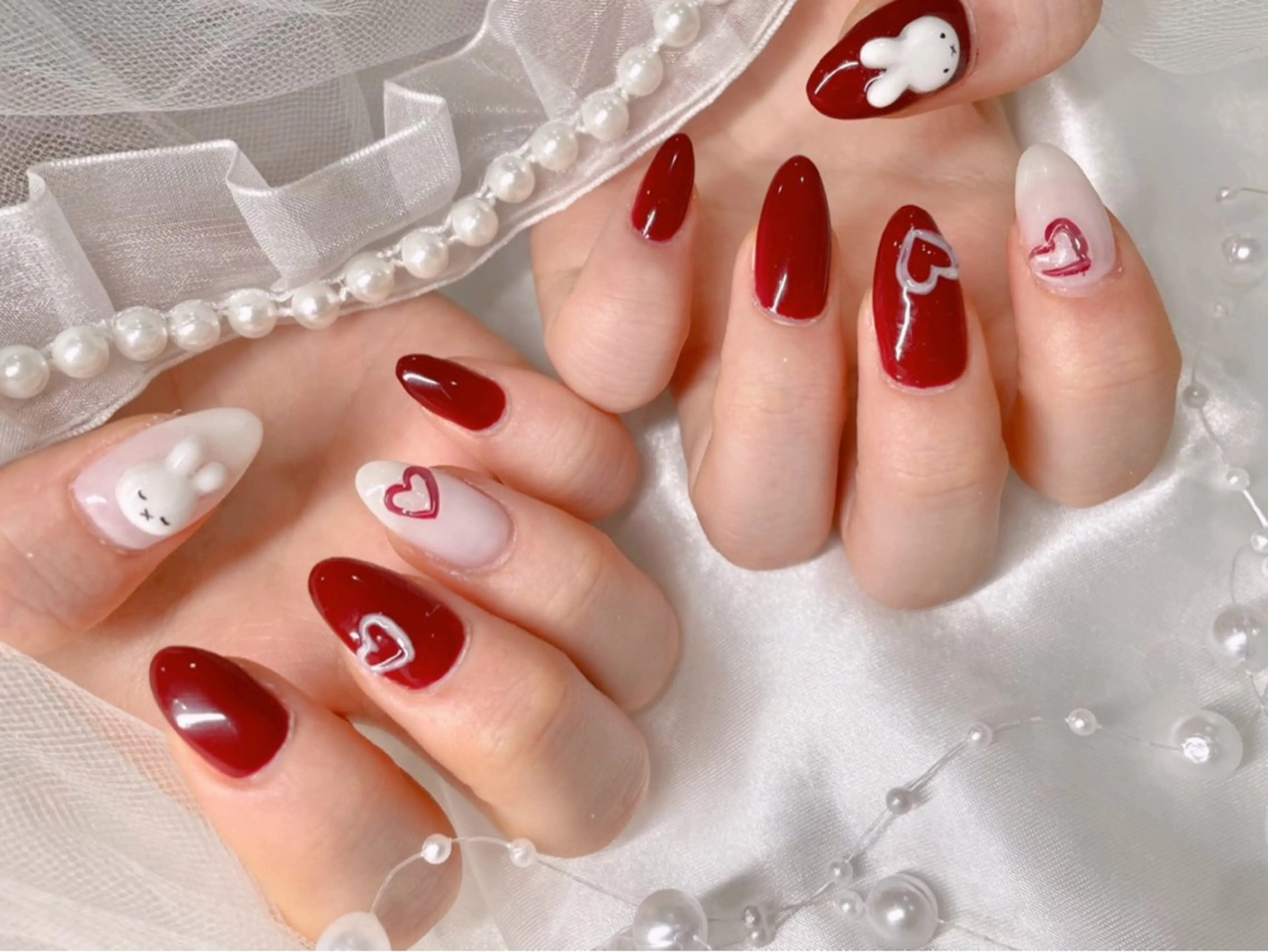 ネイル ハート バレンタイン ハンドネイル ゆりか ジョアアンジェ福島のネイルデザイン