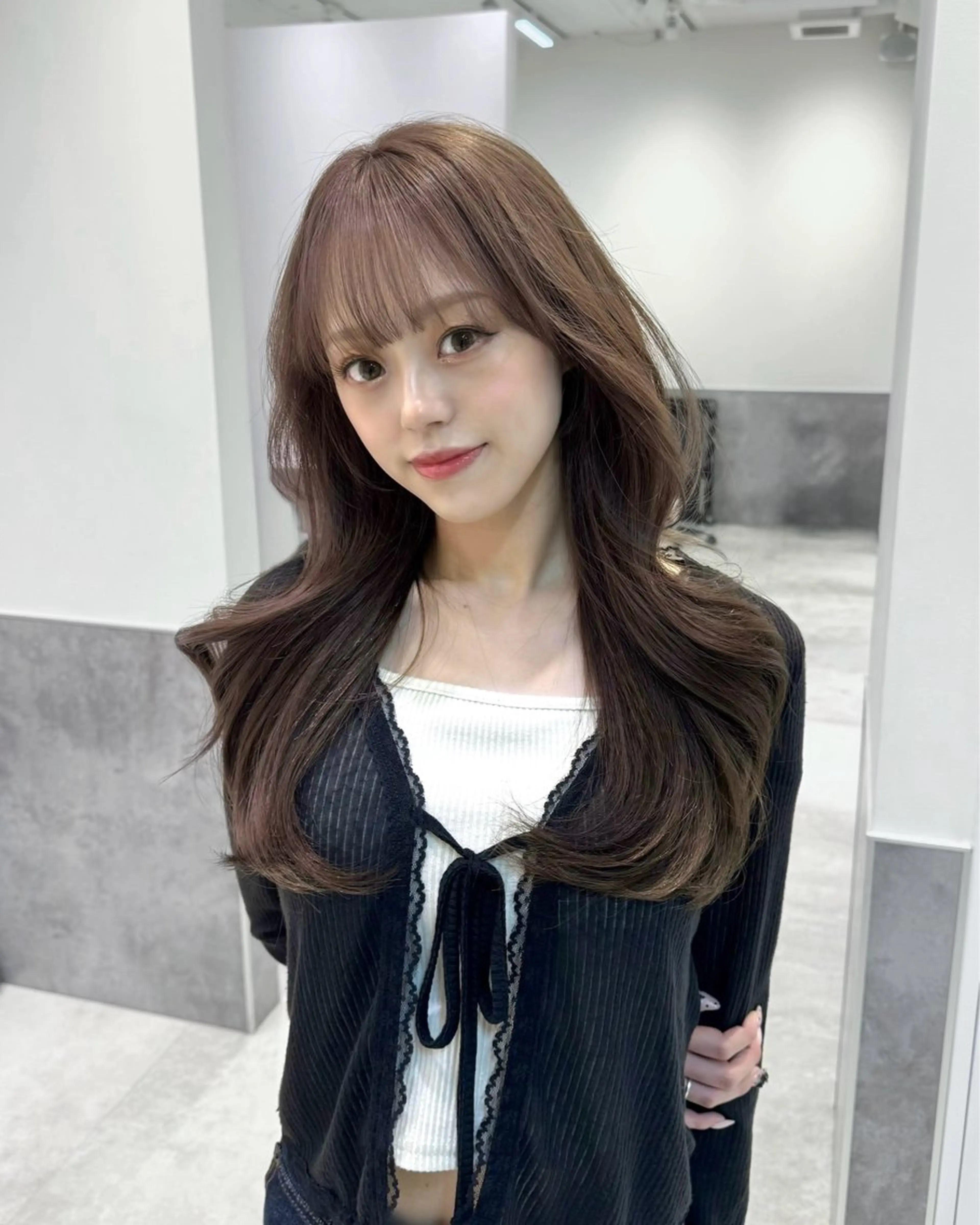 ロング くびれヘア 韓国風ヘア レイヤーカット GO TODAY 原宿Verno店所属・韓国風レイヤー/顔周 り×透明感/きょうのヘアスタイル