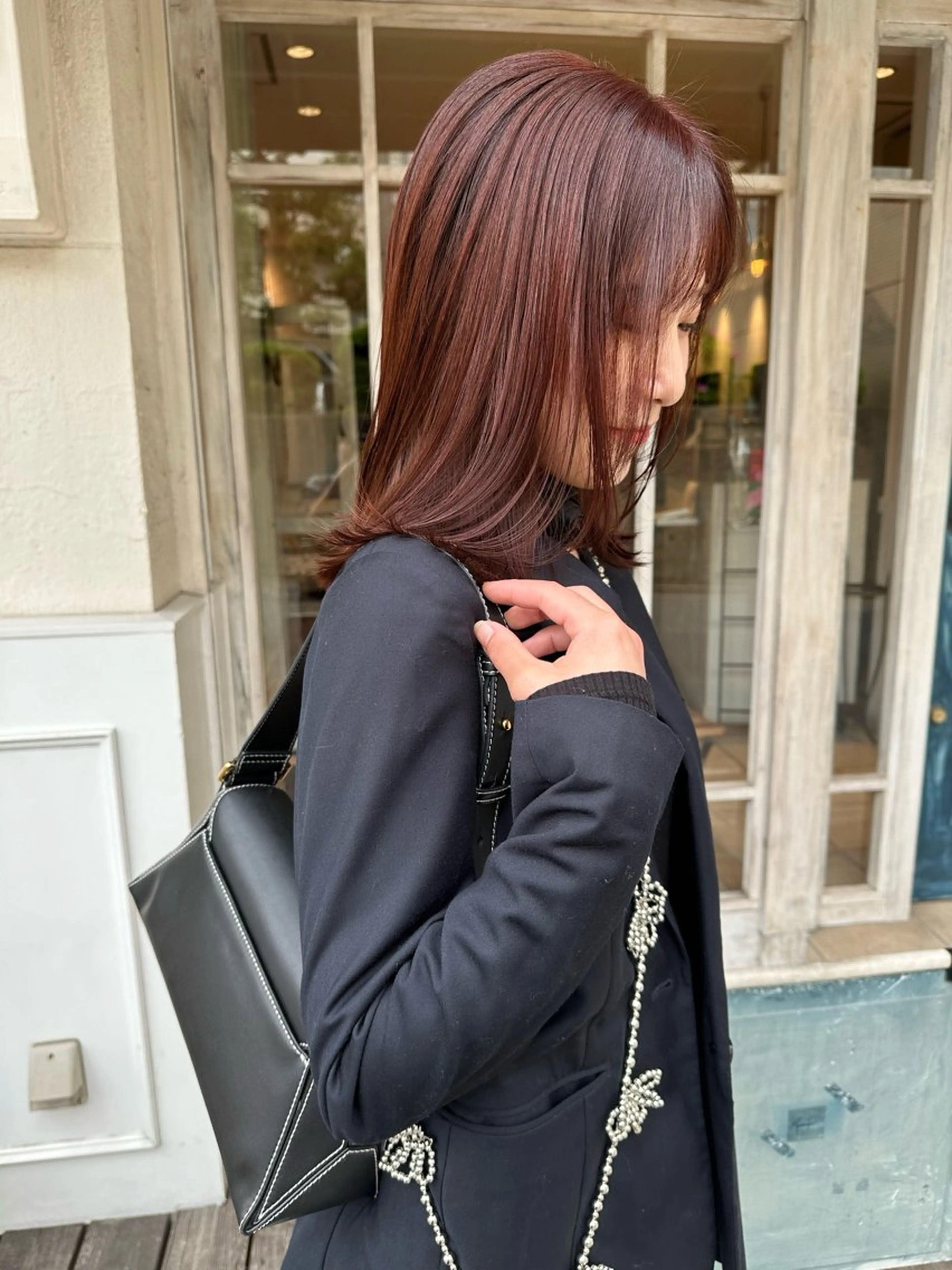 ミディアム カラー ブリーチ ブリーチなしカラー Manaka🟤 Musiiik　今泉のヘアスタイル