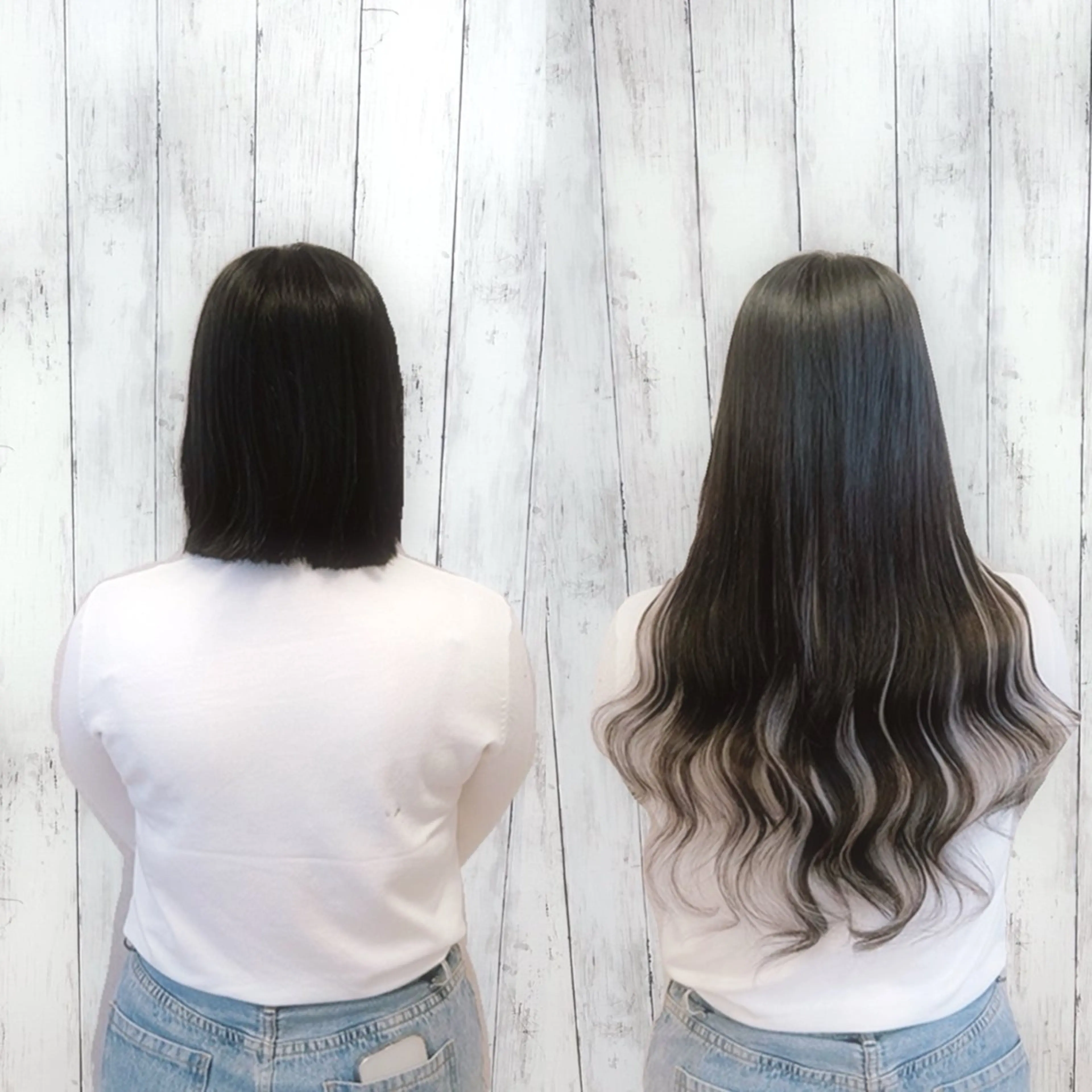 ロング カラー ヘアアレンジ エクステ 韓国風ヘア エクステ専門店 Vのヘアスタイル