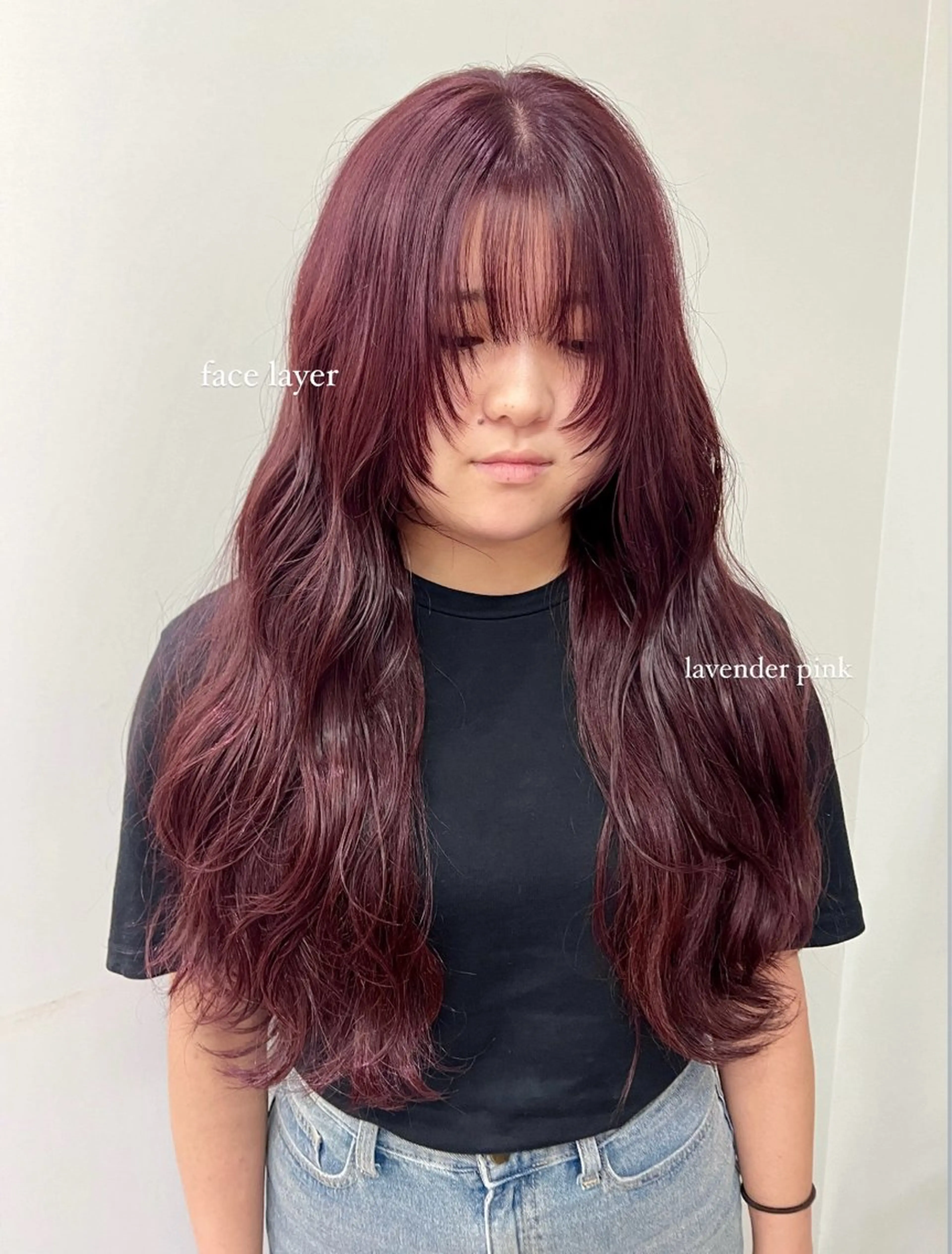 ロング パーマ レイヤーカット コノカ暖色カラー/ 透明感カラーのヘアスタイル