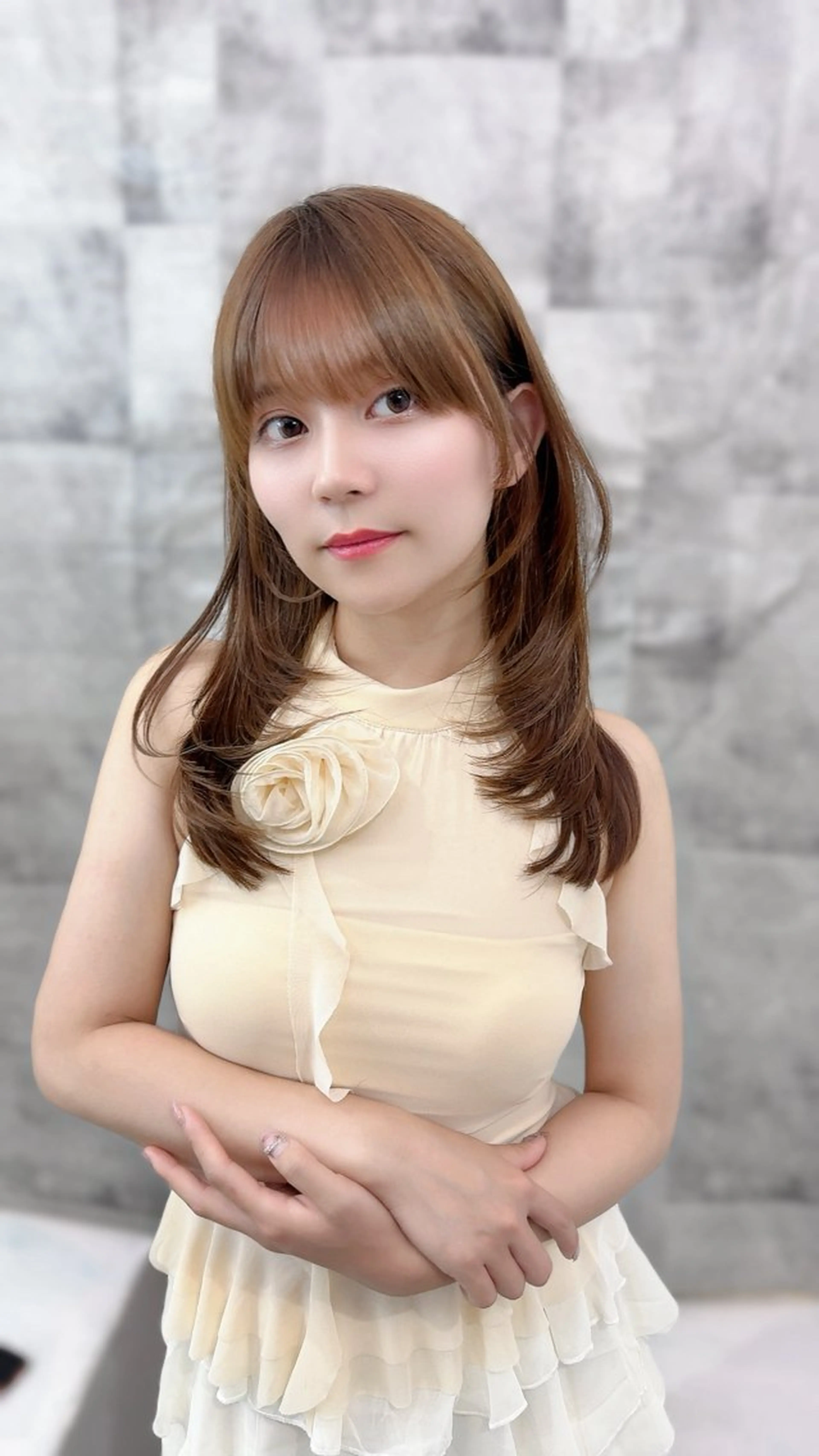セミロング レイヤーカット カット ヘアカラー トリートメント 永田竜一/縮毛矯正/ 大人可愛い/レイヤーのヘアスタイル