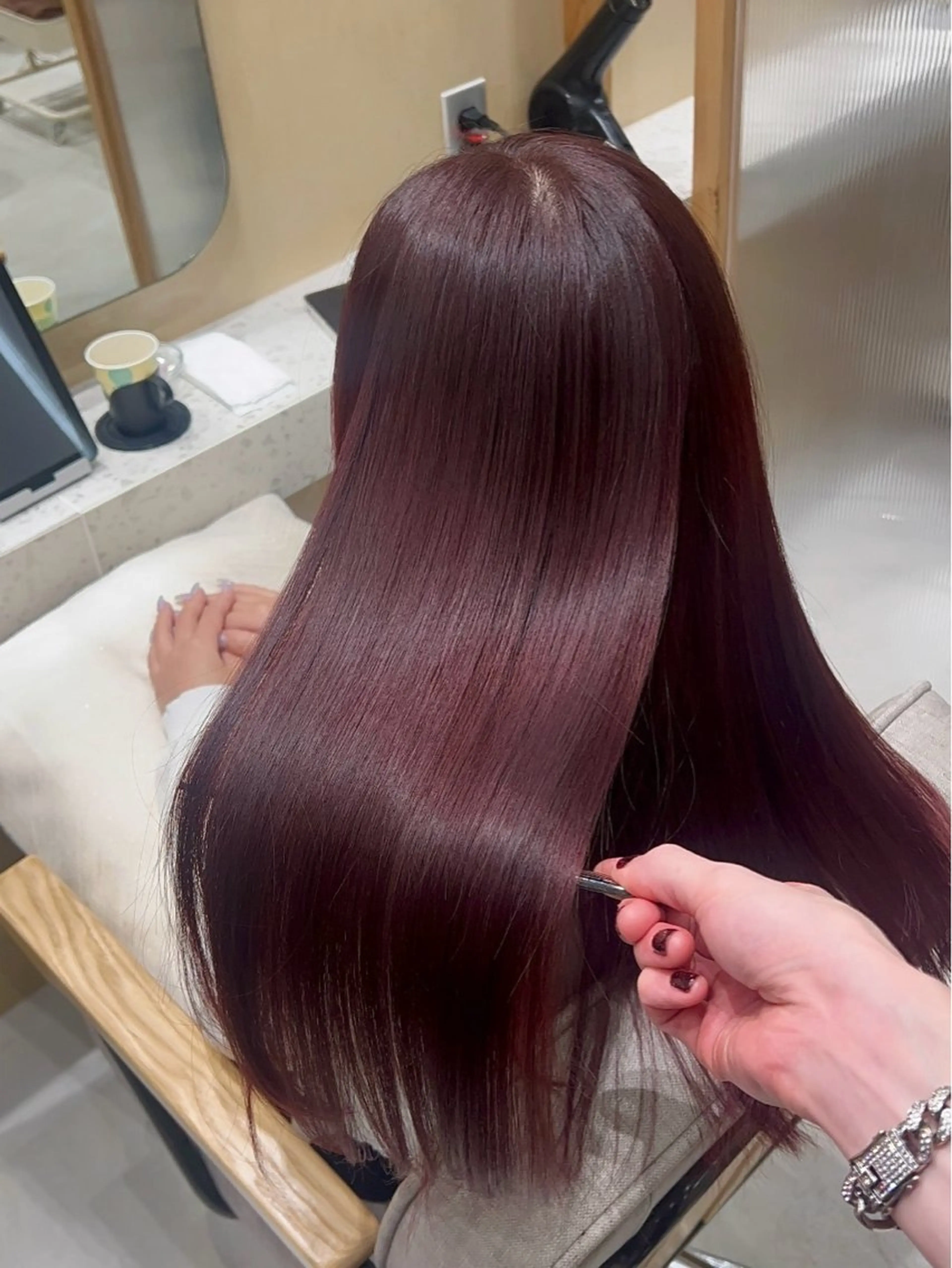 ロング ピンクブラウン ピンクラベンダー 髪質改善 トリートメント ヘアカラー トリートメント 💎髪質改善艶髪 💎透明感カラー💎のヘアスタイル