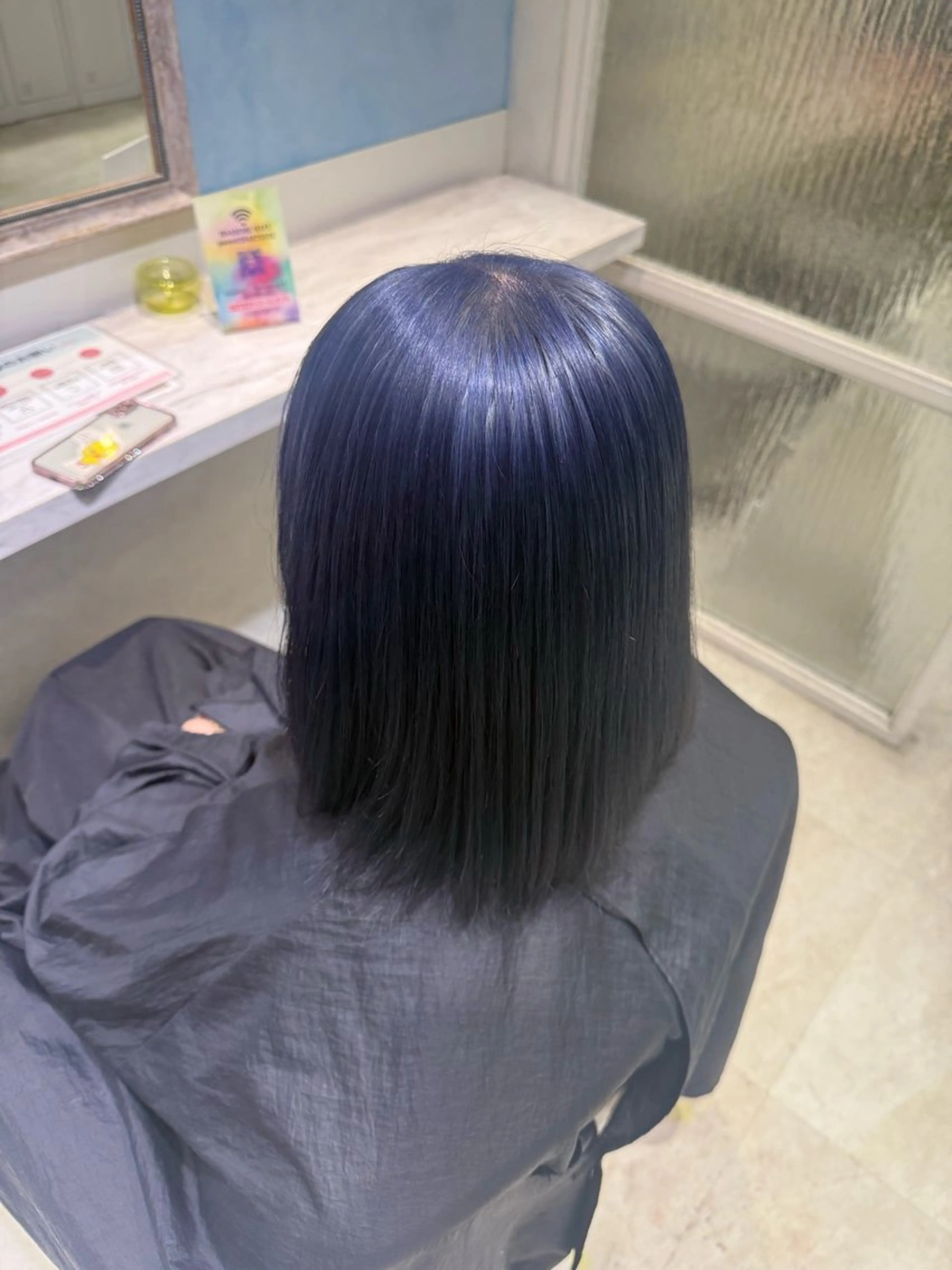 セミロング カラー アッシュ ベージュカラー ブリーチ ブルーカラー 透明感カラー ヘアカラー ブリーチ/Wカラー/ 青髪/💙みずき💙のヘアスタイル
