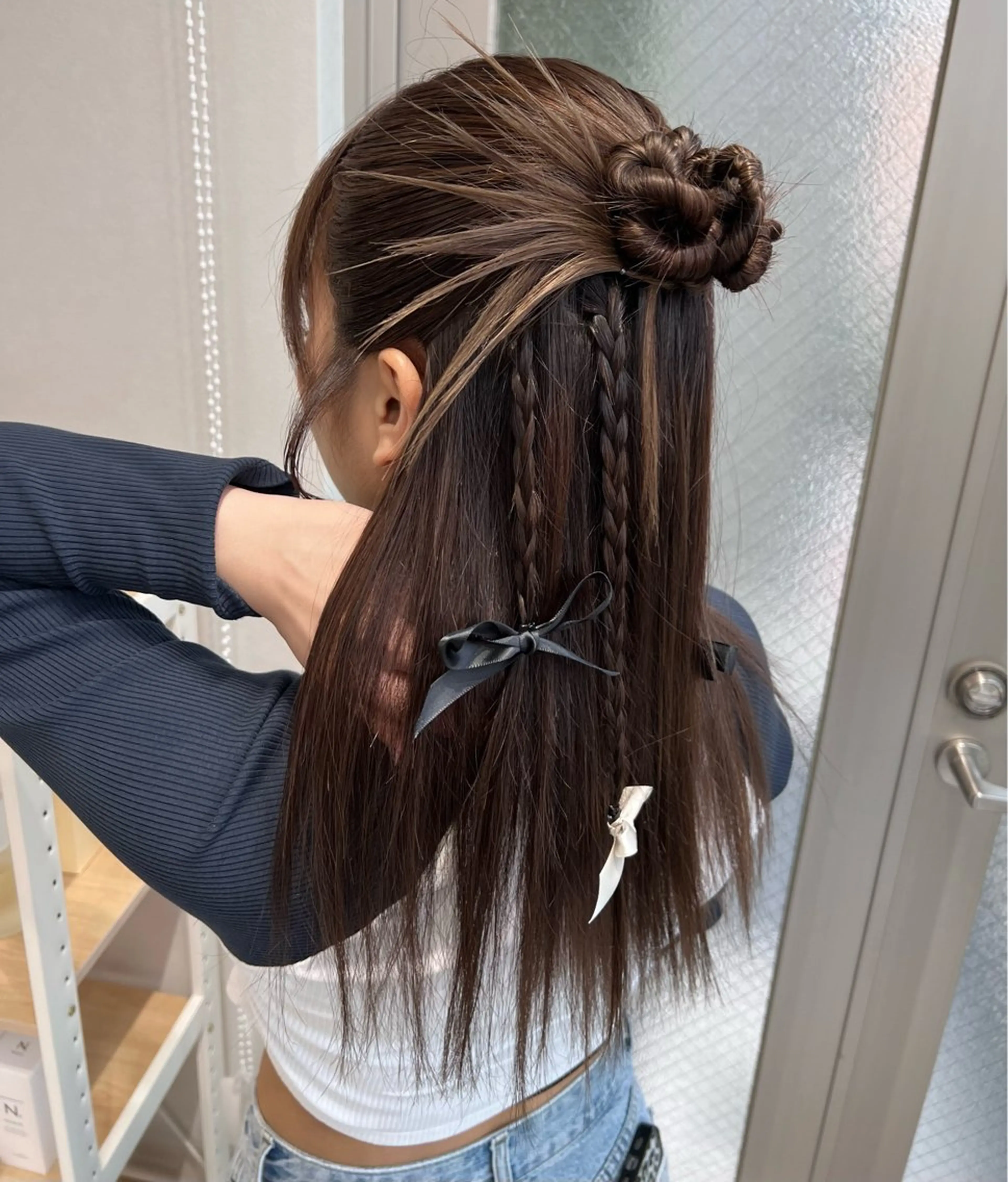 セミロング カラー ヘアアレンジ 韓国風ヘア ヘアセット ✨カチモリ✨レイヤー 韓国ヘア🇰🇷ゆいのヘアスタイル