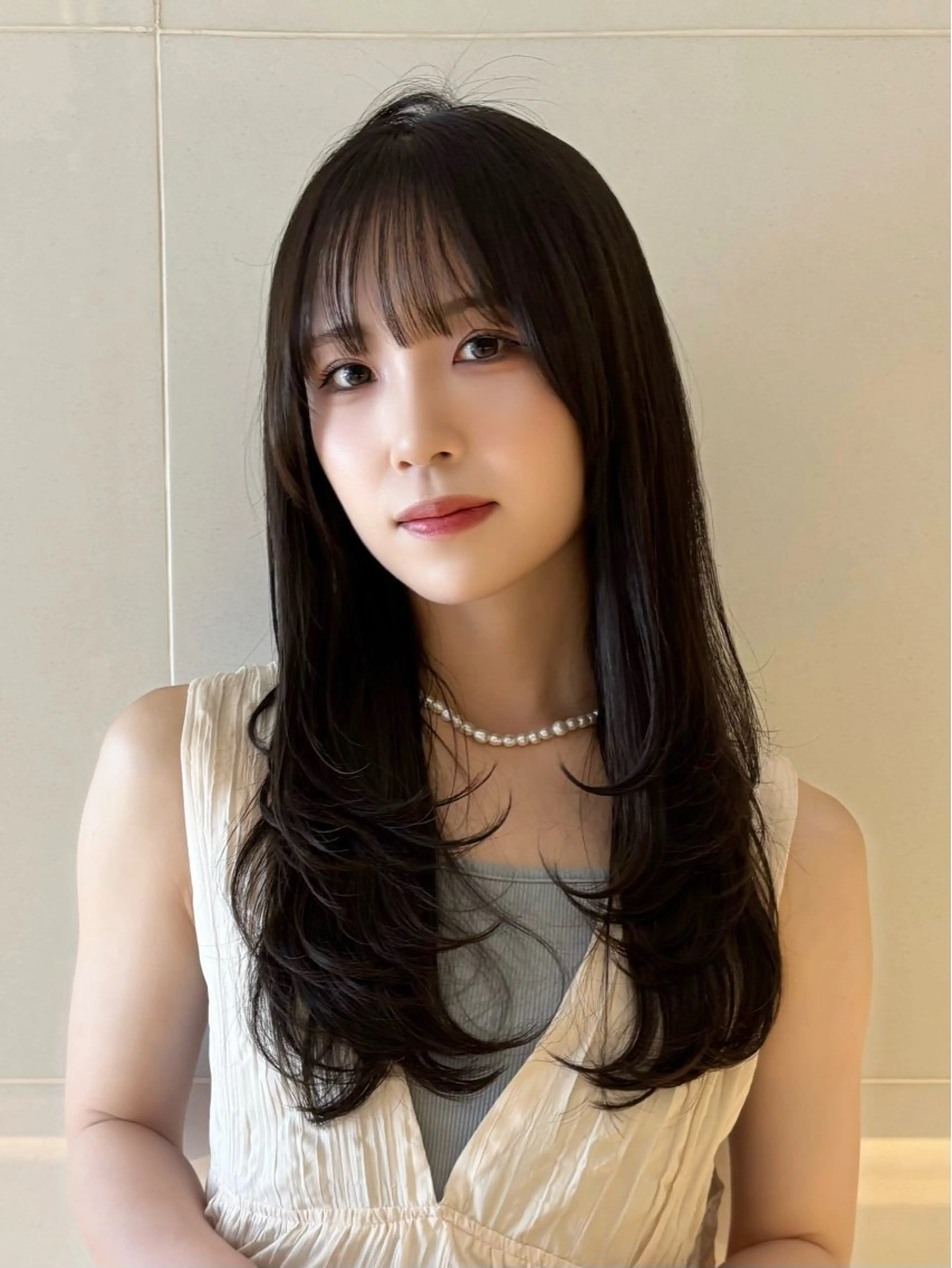 ロング 顔まわりレイヤー 顔周りカット レイヤーカット カット トリートメント 🎀レイヤー×透明感 カラー🎀Ayanoのヘアスタイル