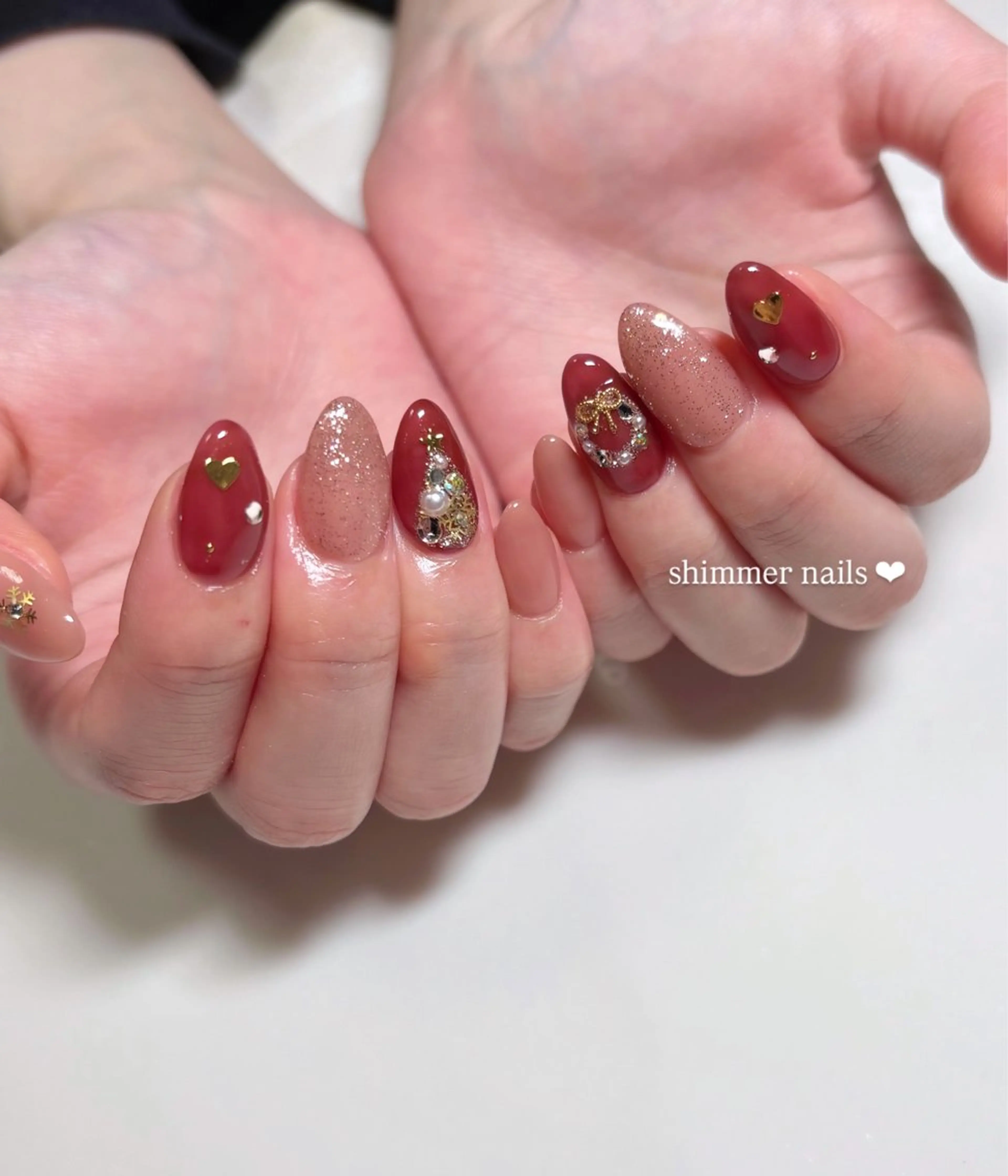 ネイル 冬ネイル クリスマス shimmer nailsのネイルデザイン