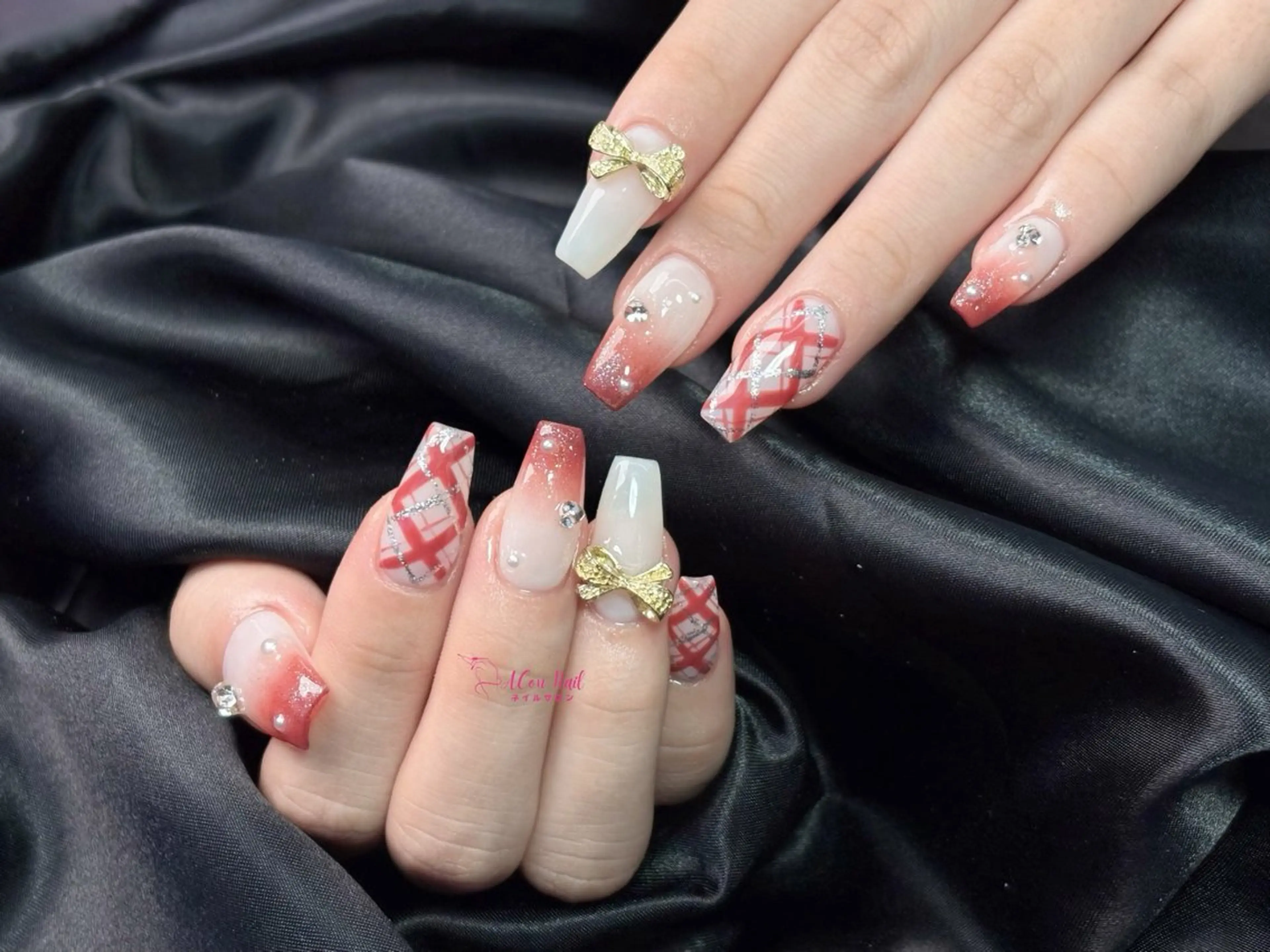 ネイル 桜ネイル 長さ出し フラワーネイル フレンチネイル ジェルネイル ハンドネイル AConNailSalon所属・ACon NailSalonのネイルデザイン