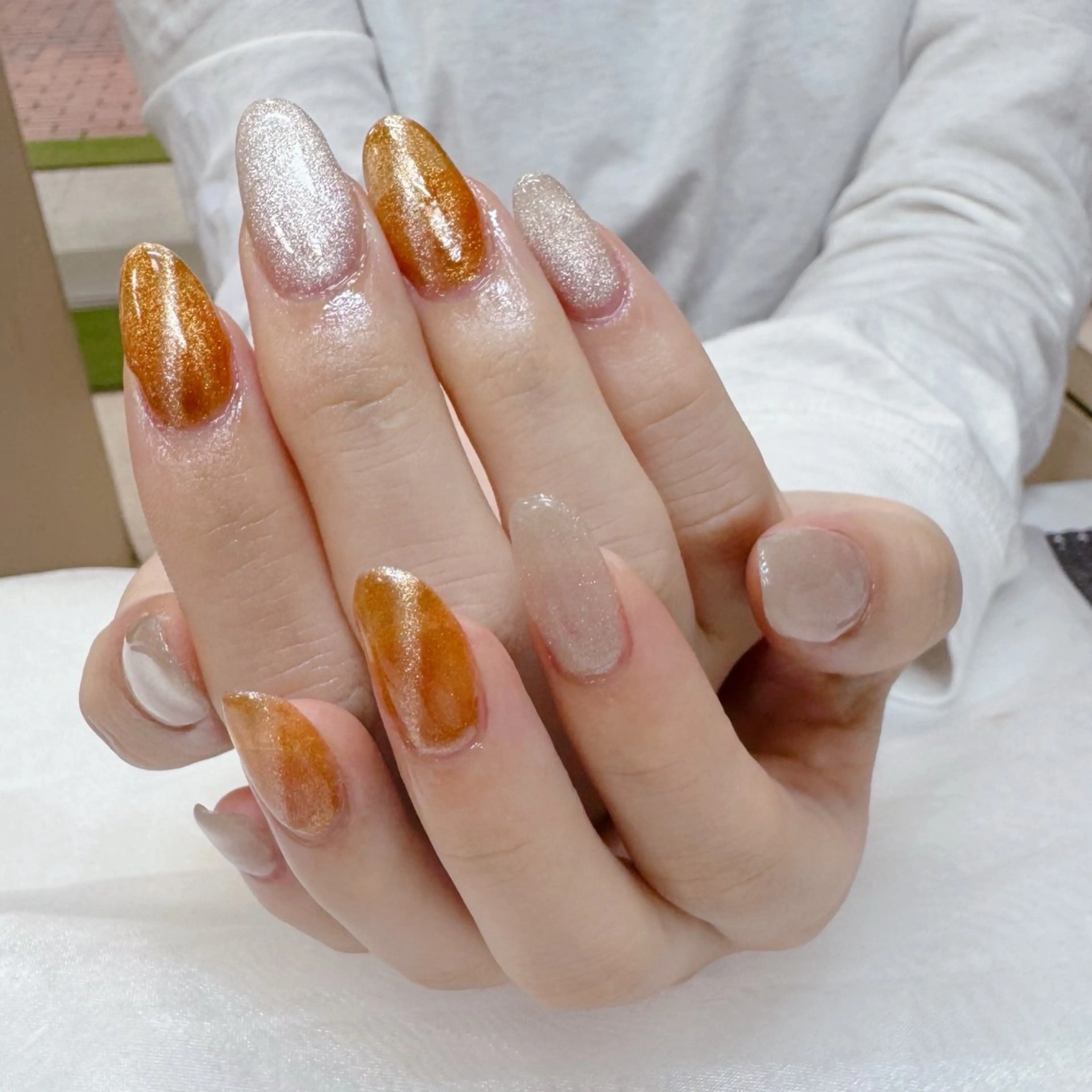 ネイル べっ甲ネイル キラキラネイル マグネットネイル オフィスネイル maruyasu. yのネイルデザイン