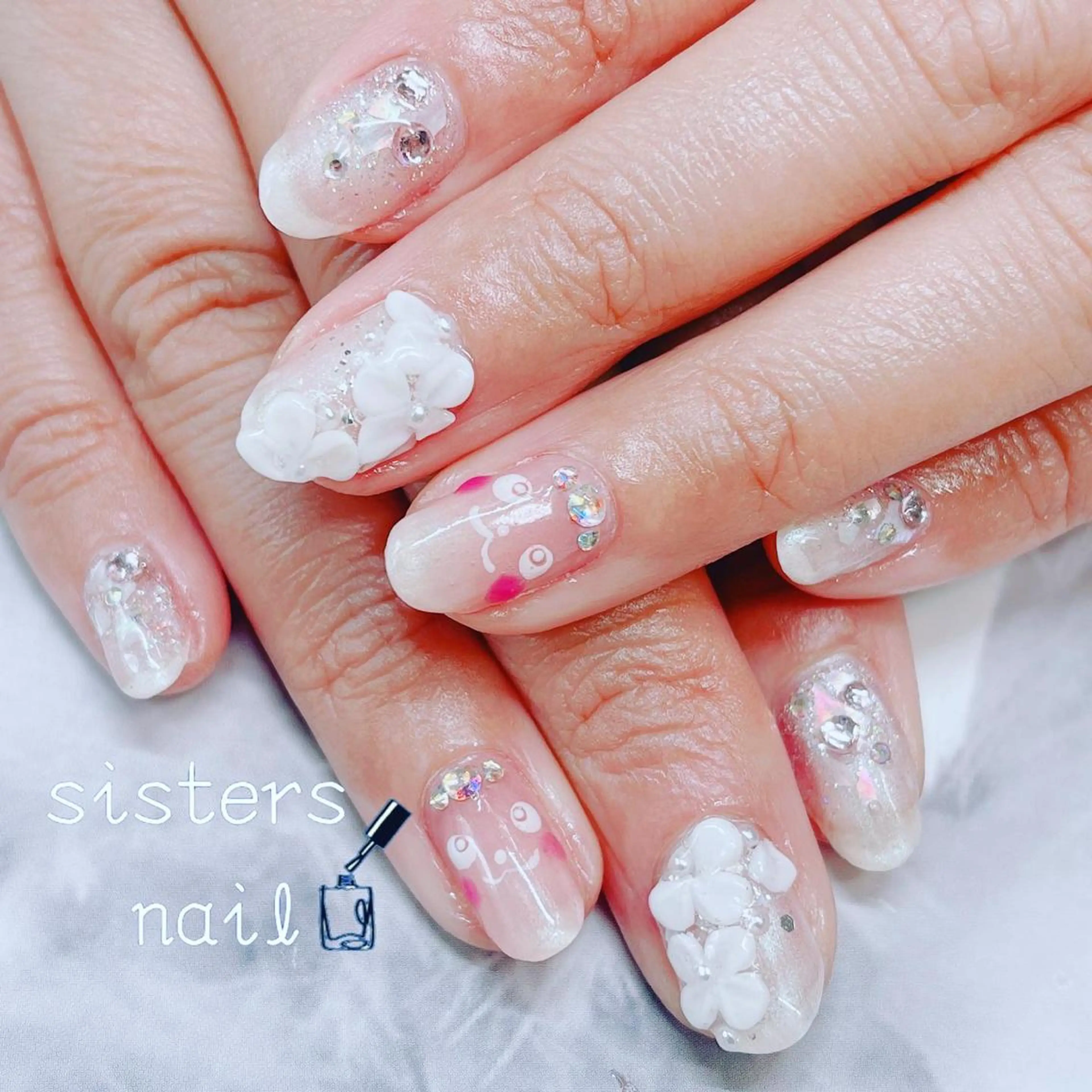 ネイル アートネイル フラワーネイル ニュアンスネイル 春ネイル ブライダルネイル ハンドネイル ハンドケア sisters nail.fのネイルデザイン
