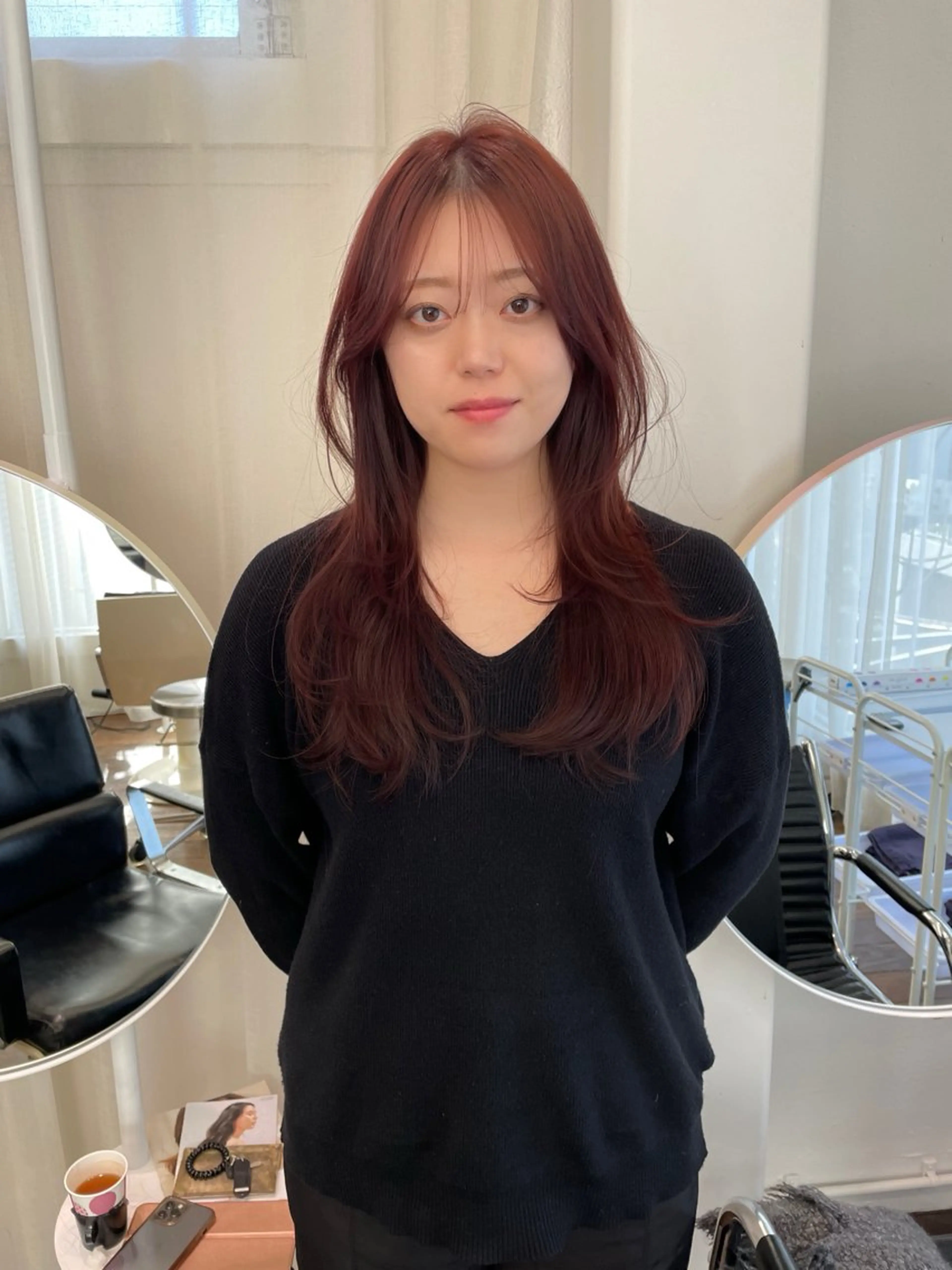 ロング カラー ブラウンカラー レイヤーカット カット ヘアカラー トリートメント レイヤーカット🎀 kanaのヘアスタイル