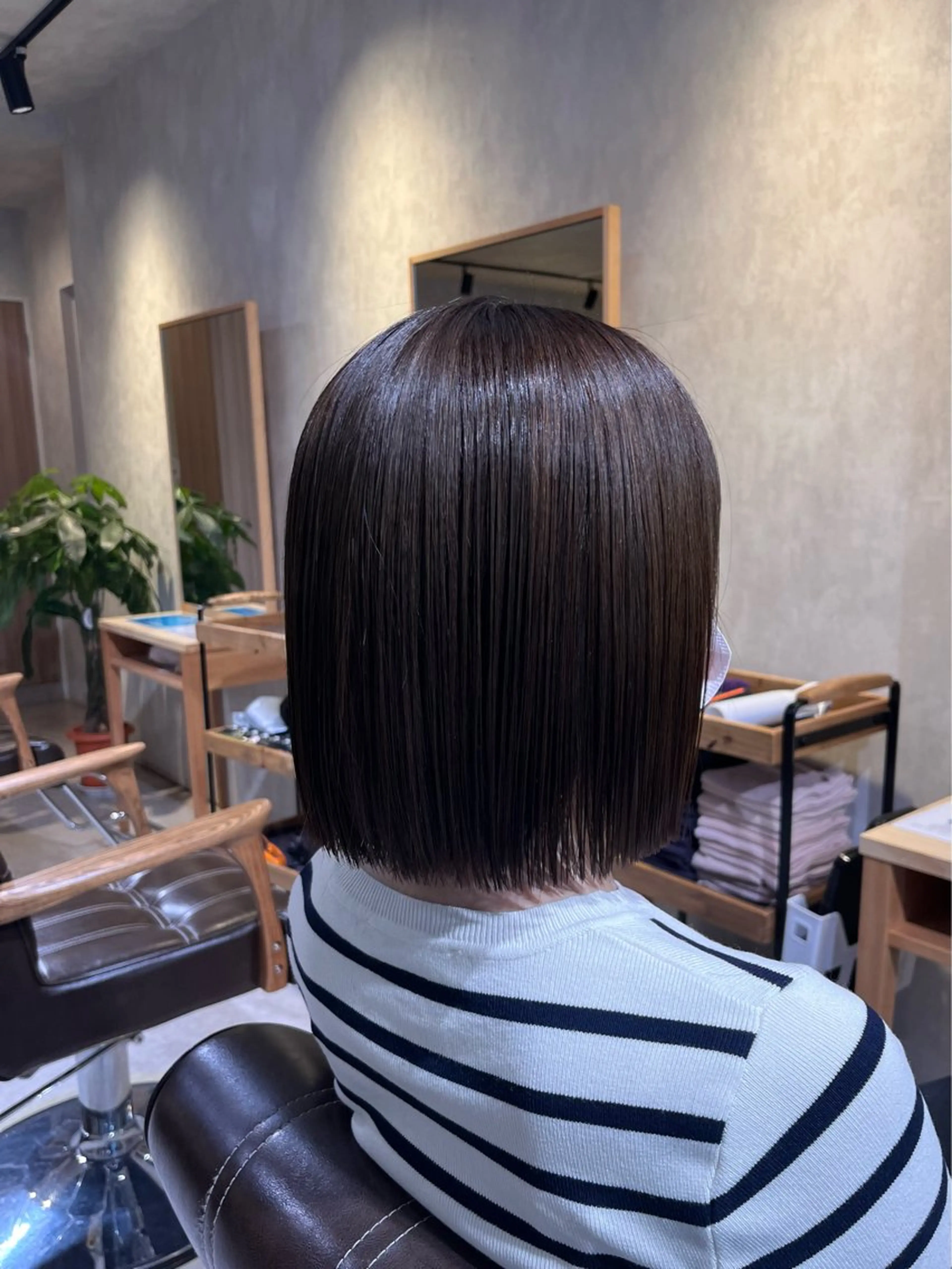 ショート 切りっぱなしボブ ボブ カット 縮毛矯正 bel./arie ⠀ ⠀ ⠀のヘアスタイル