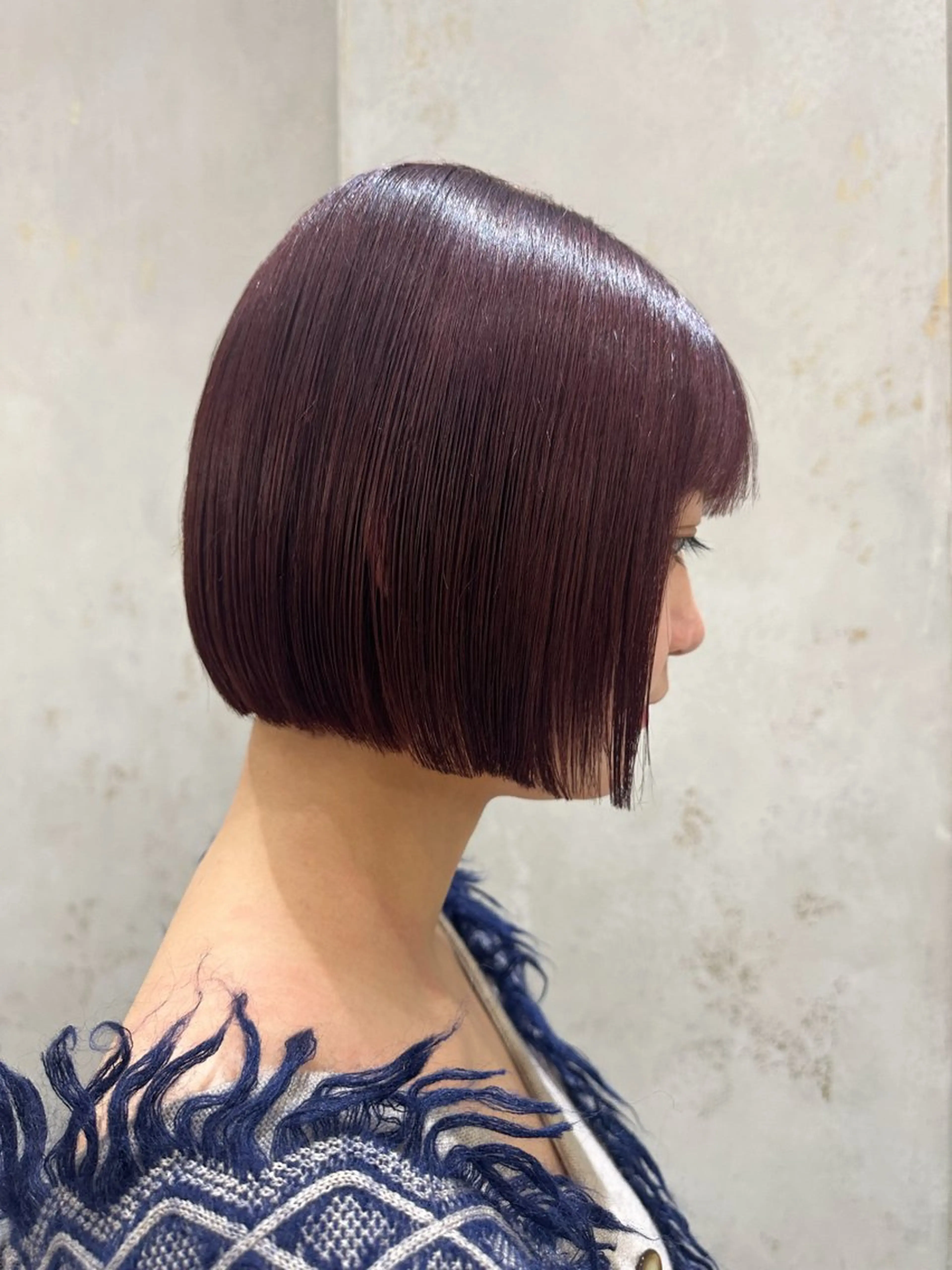 ミディアム 縮毛矯正 トリートメント ボブ顔まわりレイヤー 地毛風縮毛Yukiのヘアスタイル