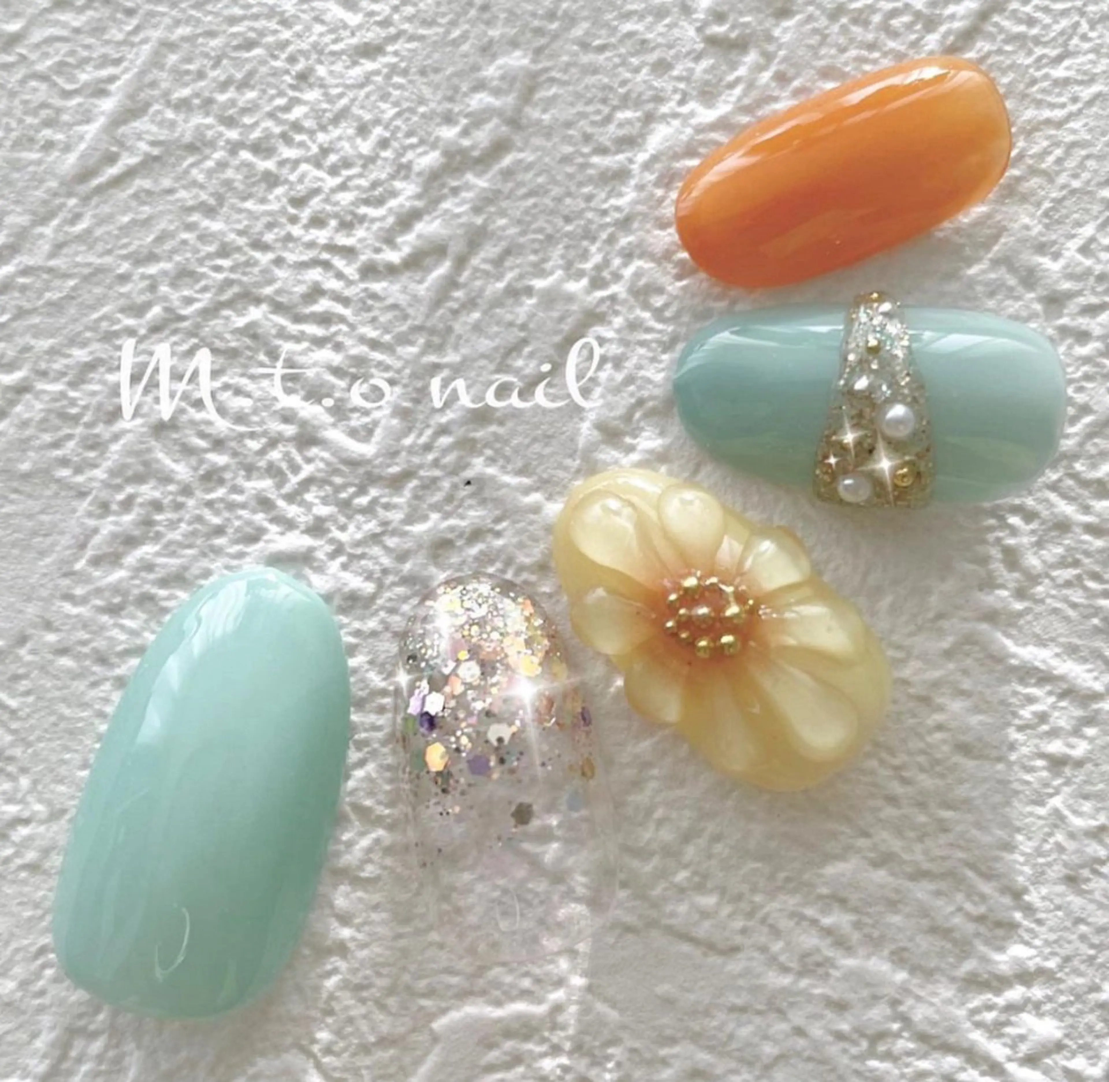 ネイル フラワーネイル ぷっくりネイル M.T.O nail takaのネイルデザイン