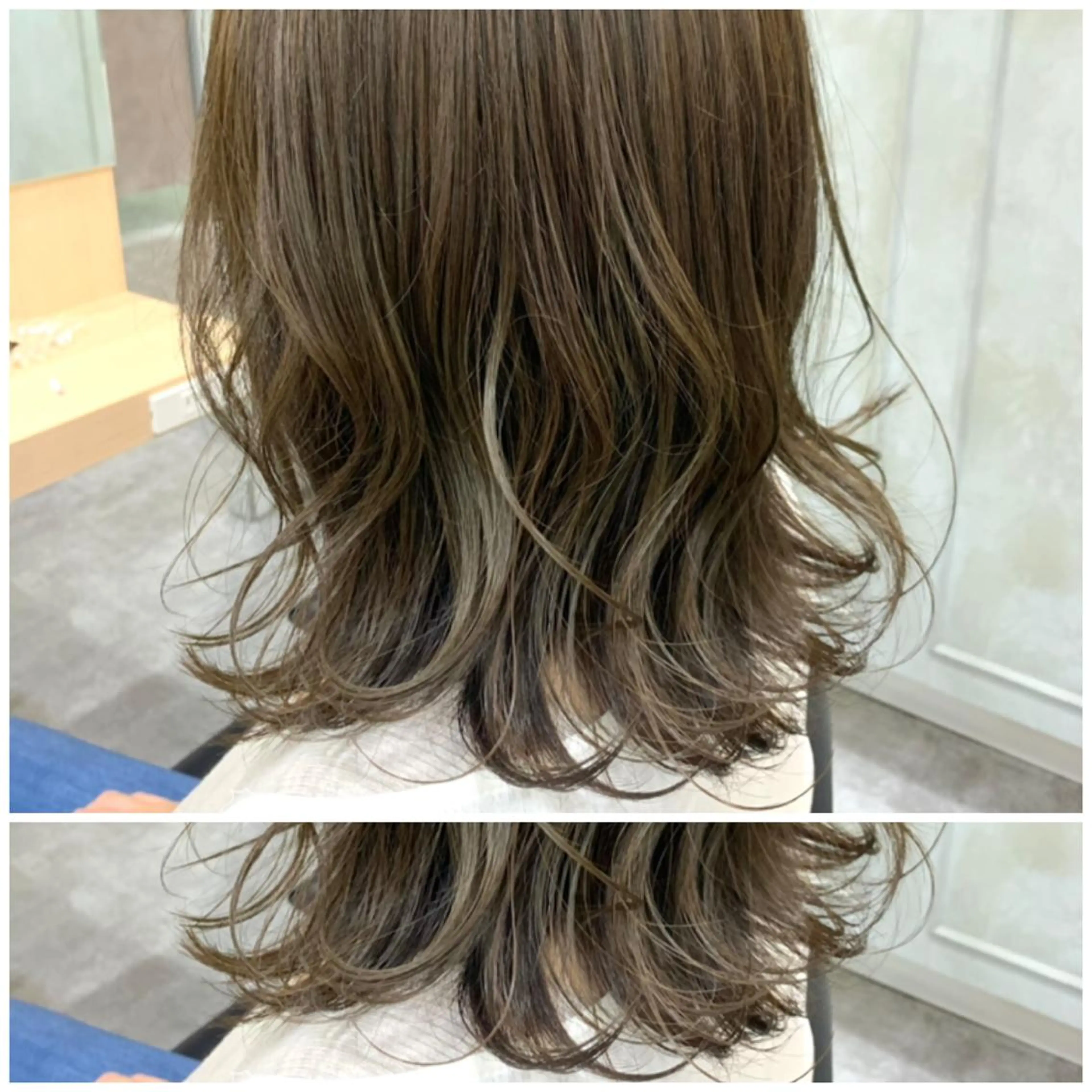セミロング カラー ヘアアレンジ 髪質改善🩵艶髪 ストレート🩵山口のヘアスタイル