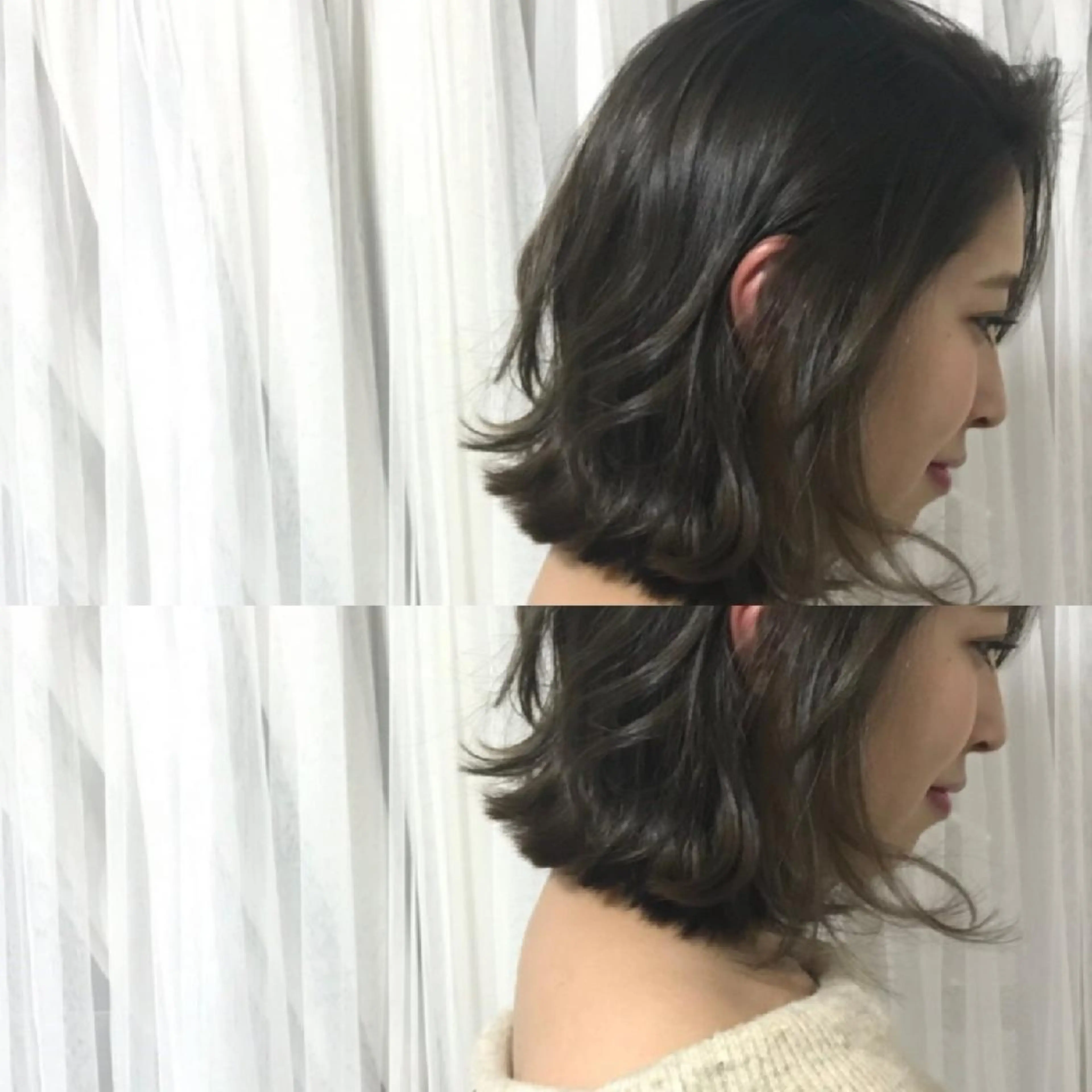 ミディアム カラー ヘアアレンジ グレージュ See by merのマツエク・マツパデザイン