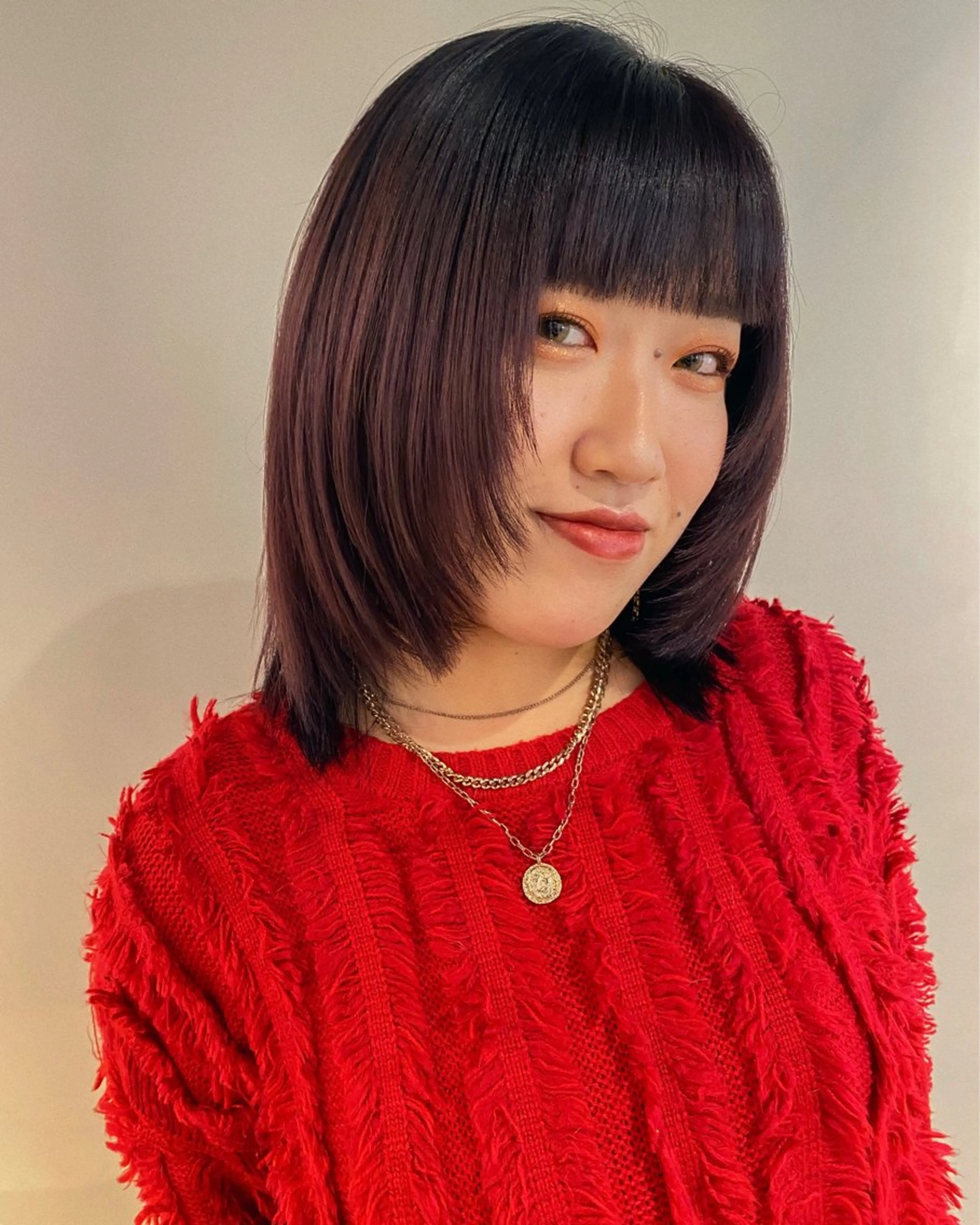 ミディアム 顔まわりレイヤー レイヤーカット カット トリートメント ヘッドスパ 板谷みさき /艶ボブ/藤沢美容室のヘアスタイル