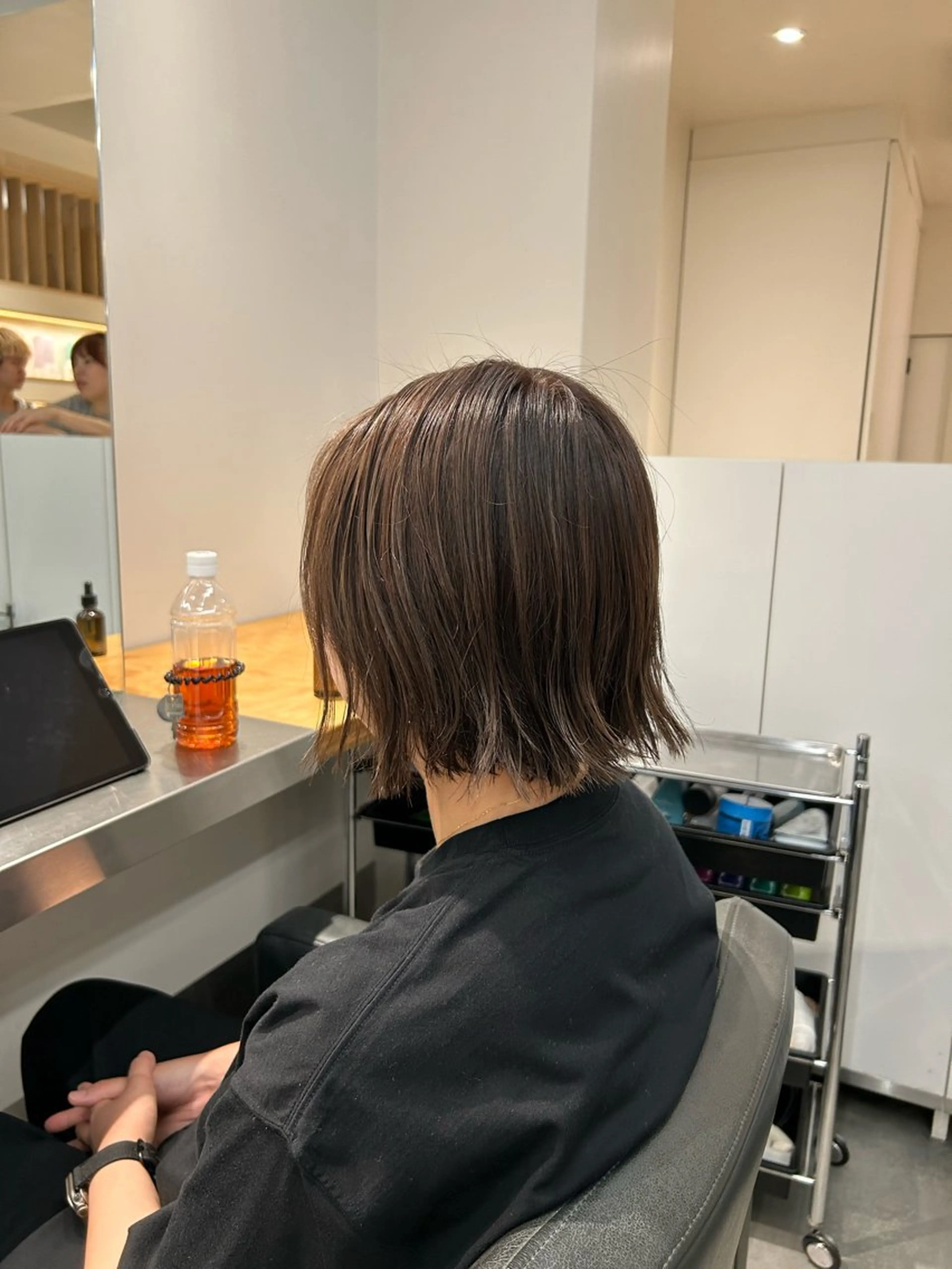ショート カラー グレージュ ハイライトカラー ハイライト ヘアカラー 森珀斗/銀座 /ショートボブのヘアスタイル