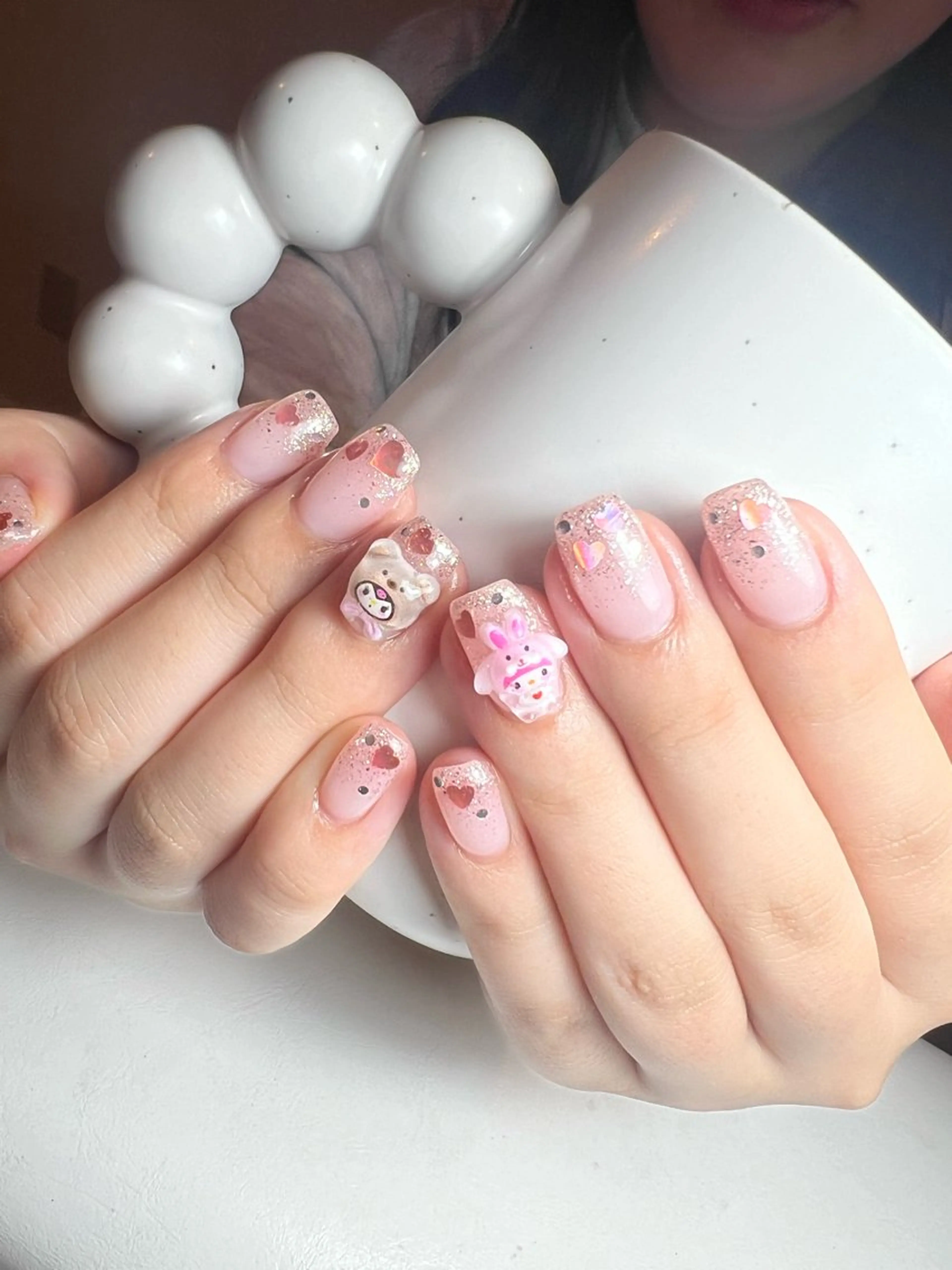 ネイル グラデーション キラキラネイル ピンク 春ネイル ワンホンネイル ハンドネイル RUBY Nail 日暮里店のネイルデザイン