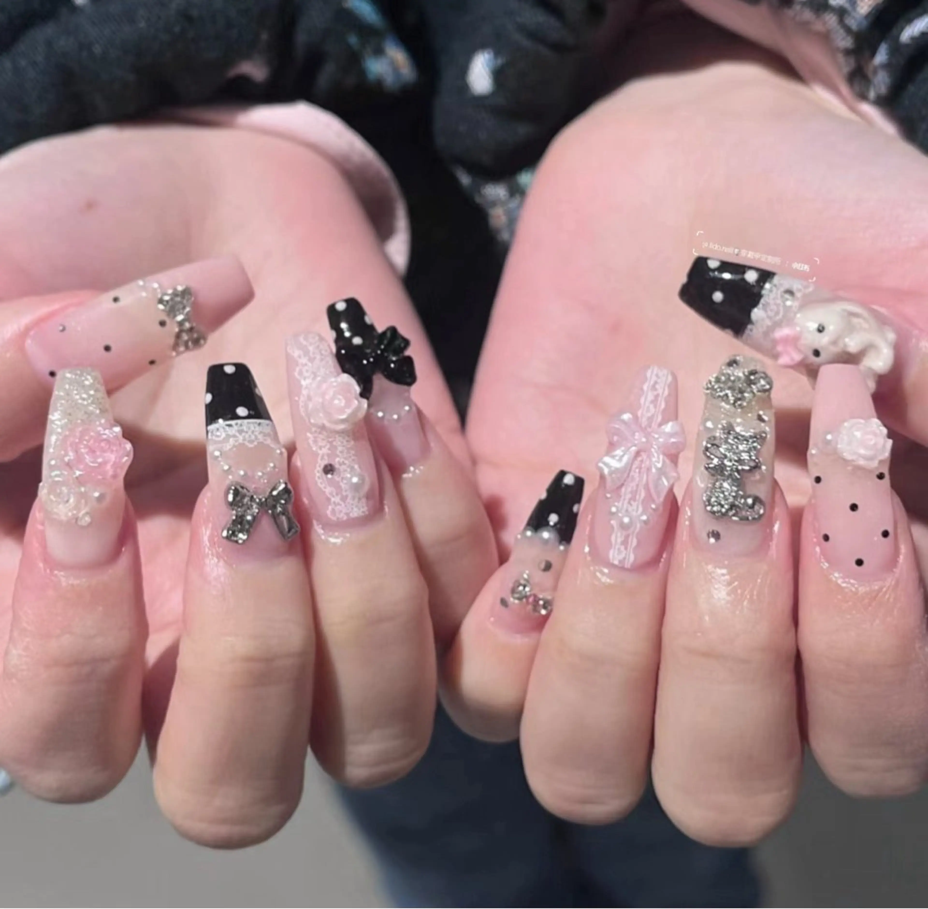 ネイル カジュアル ハート オフィスネイル ピンク リボン ハンドネイル H&B 楊のネイルデザイン