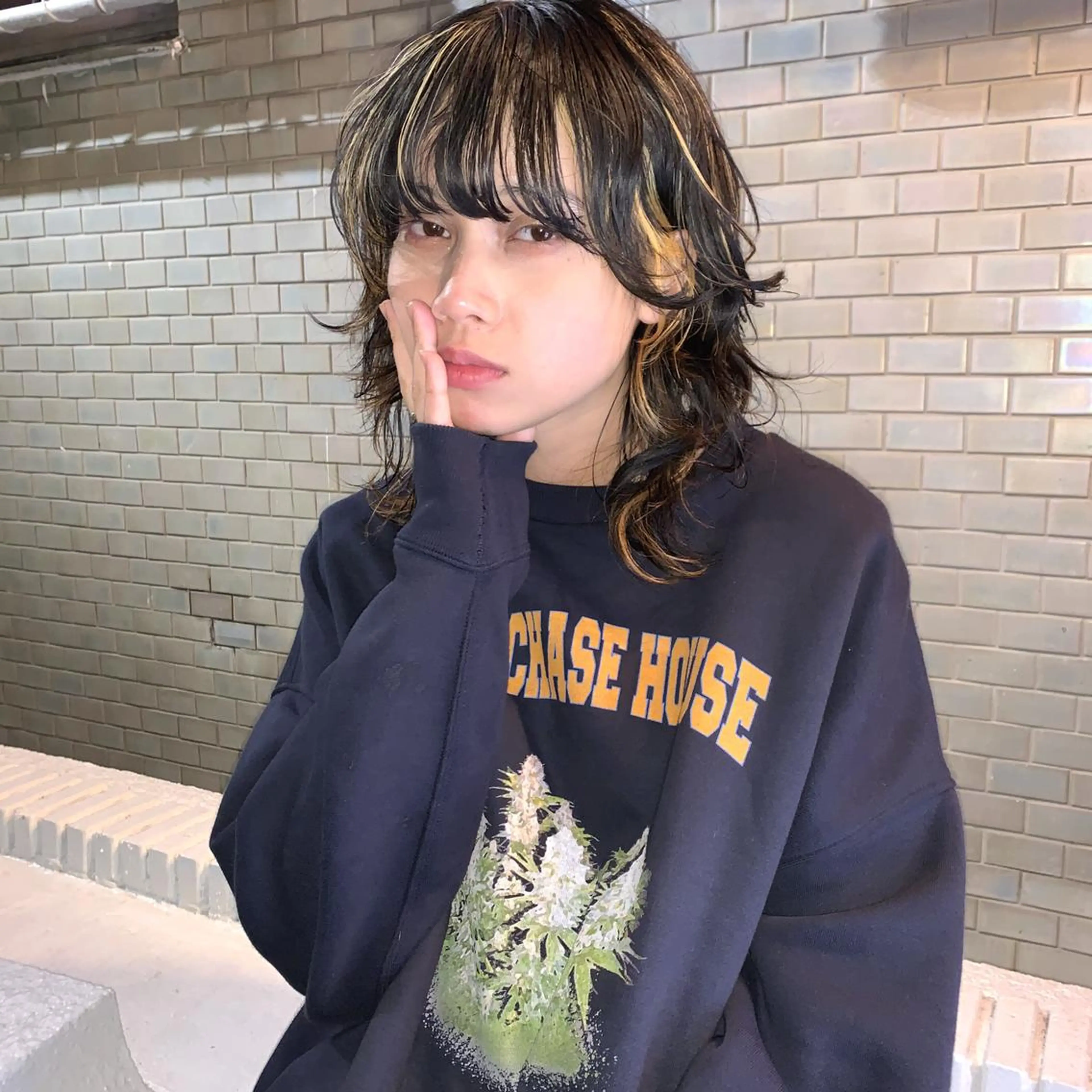 ミディアム カラー ブリーチ ハイライトカラー ハイライト レイヤーカット ウルフカット ヘアカラー トリートメント 一ノ瀬 暁のヘアスタイル