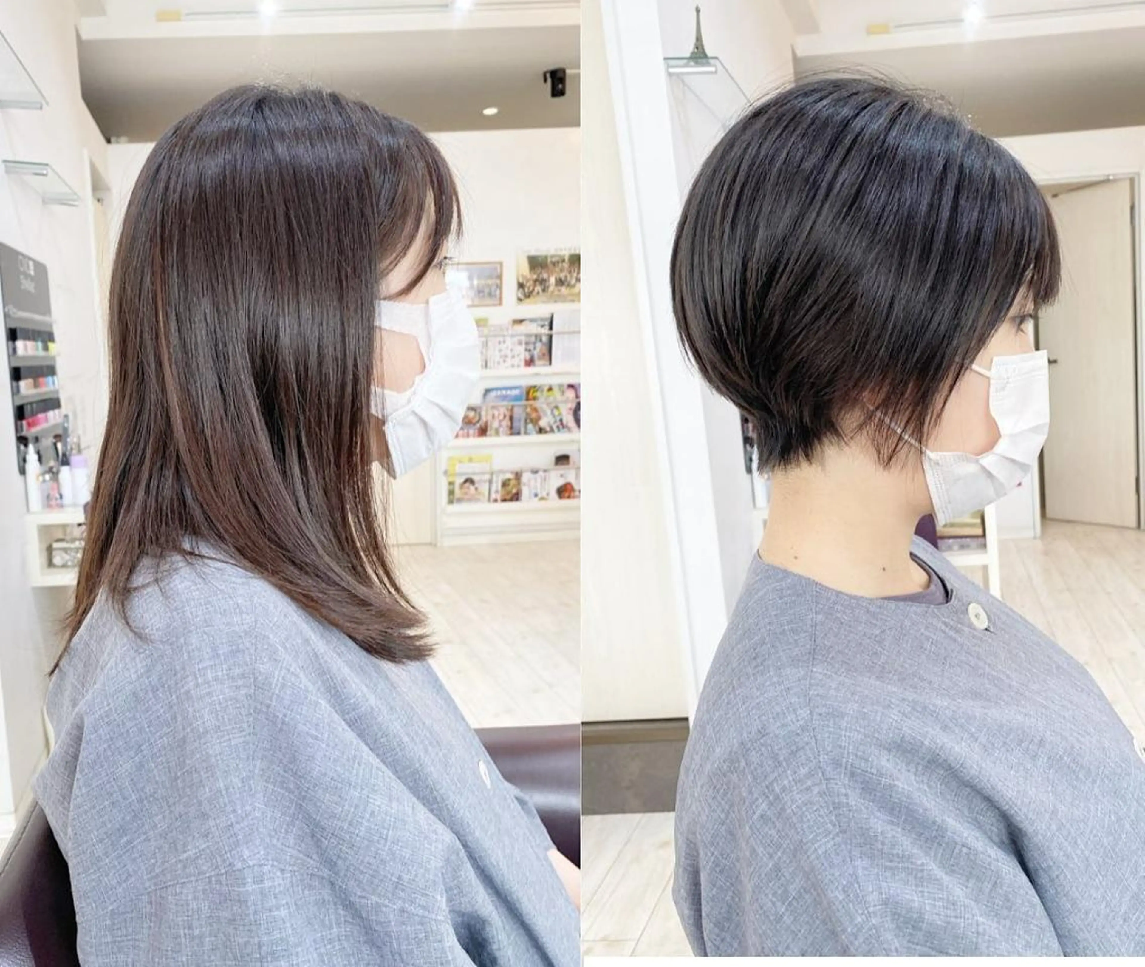 ショート カラー ショートボブ ボブ くびれヘア くせ毛 学生 favorite b Charmeのヘアスタイル