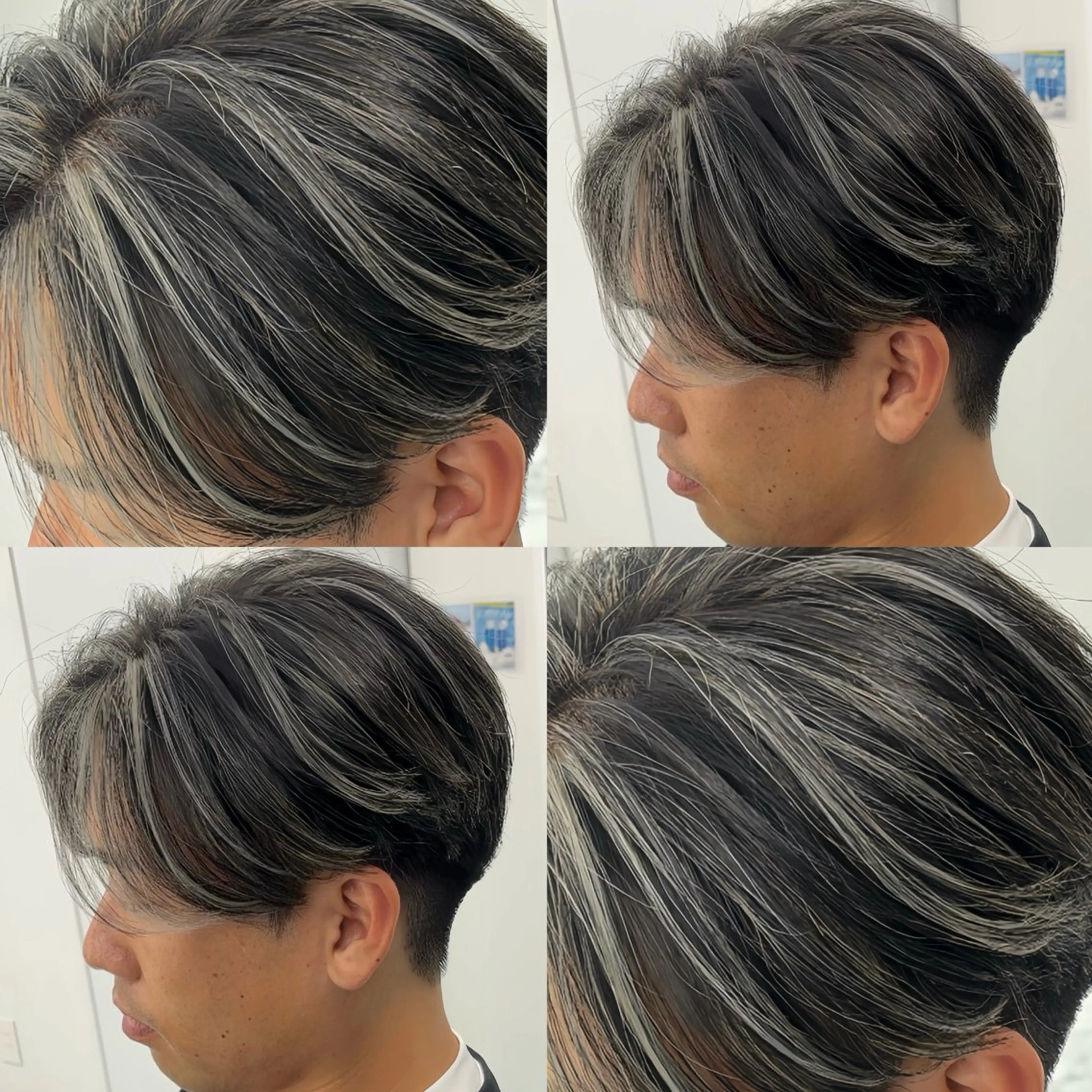 カラー メンズ センターパート シルバー カット ヘアカラー メンズカット ‪‪/メッシュのヘアスタイル