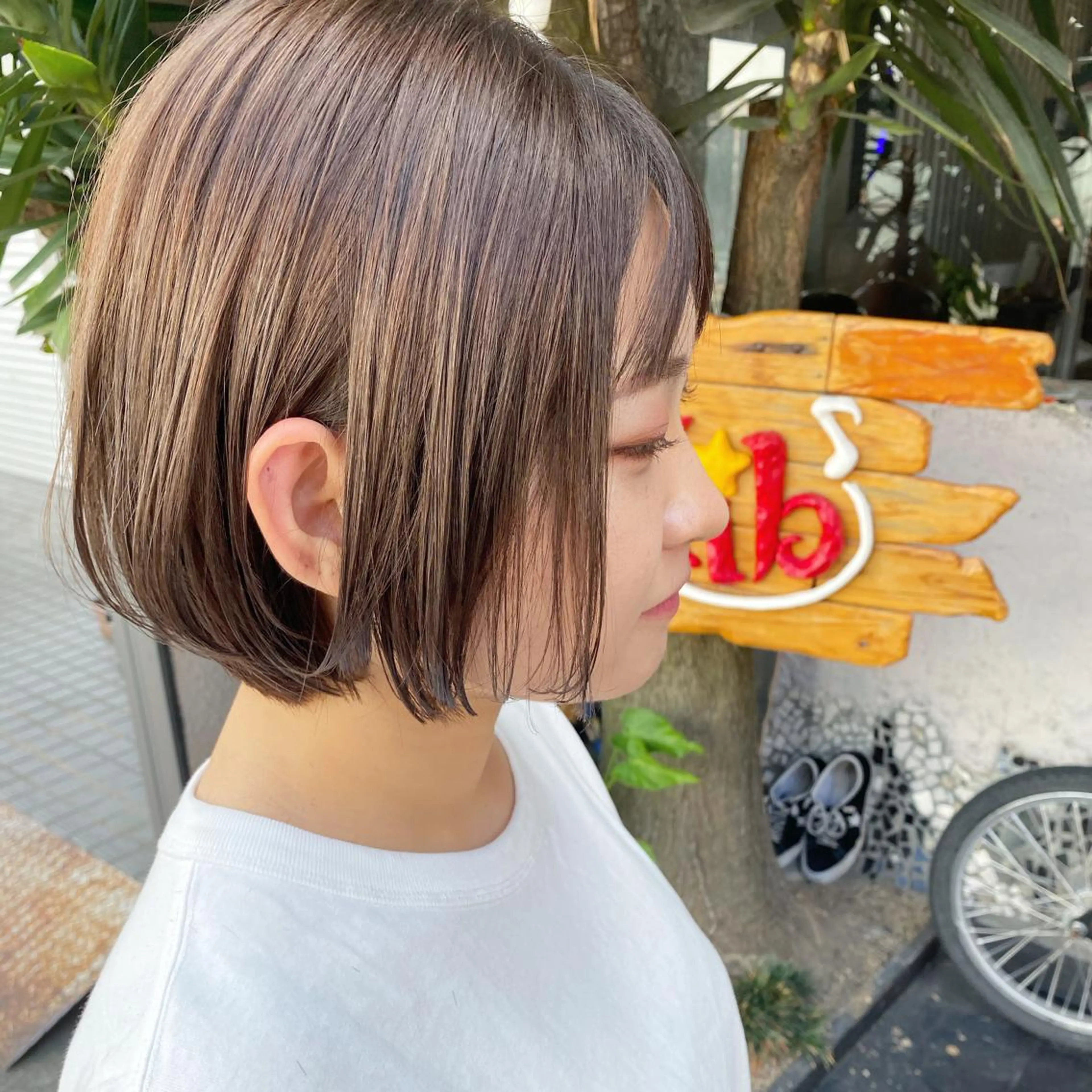 ミディアム カラー ブリーチ ダブルカラー 玉木 育実のヘアスタイル