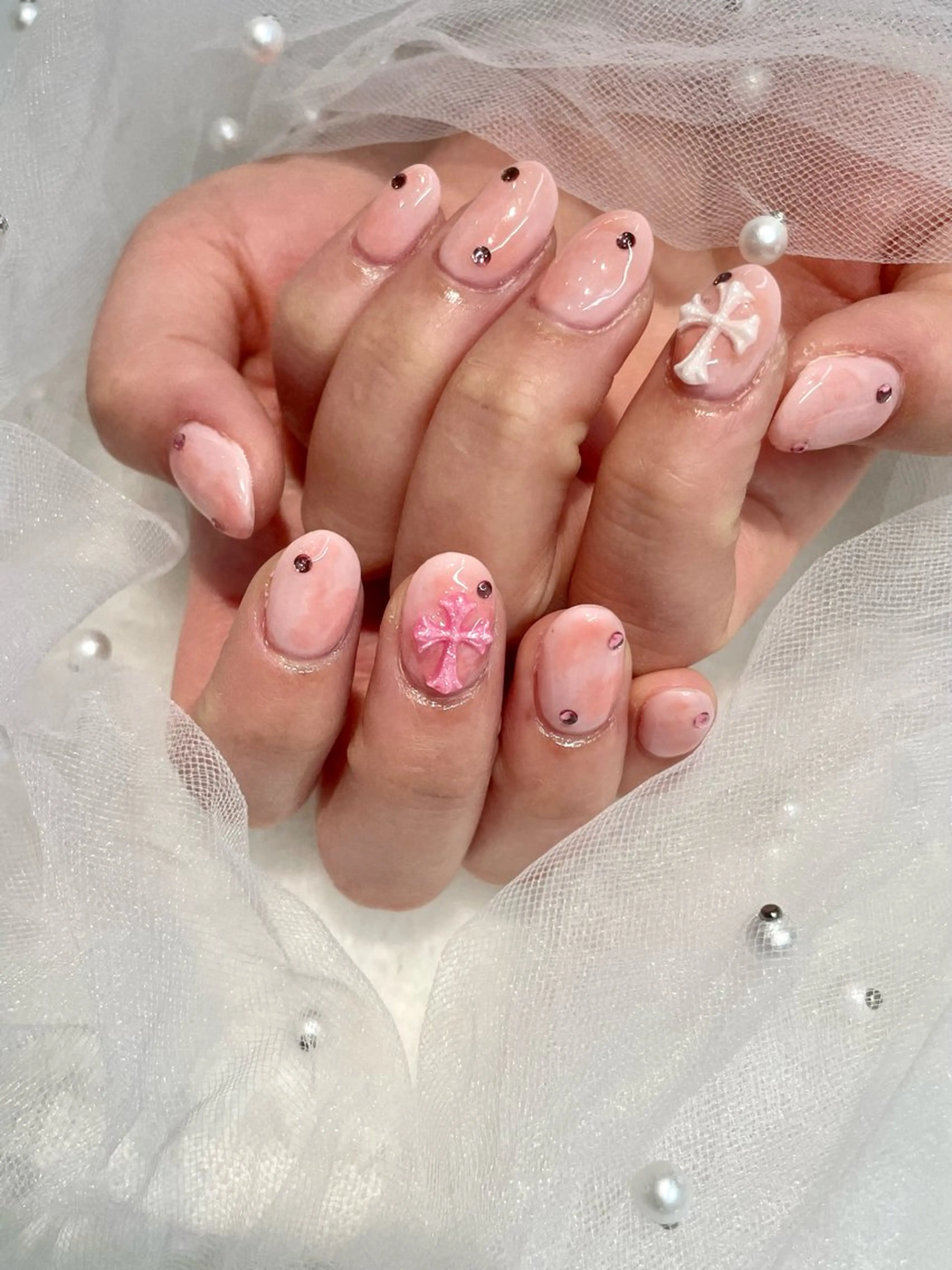 ネイル 大理石ネイル(マーブル) ピンク I-nail Moeのネイルデザイン