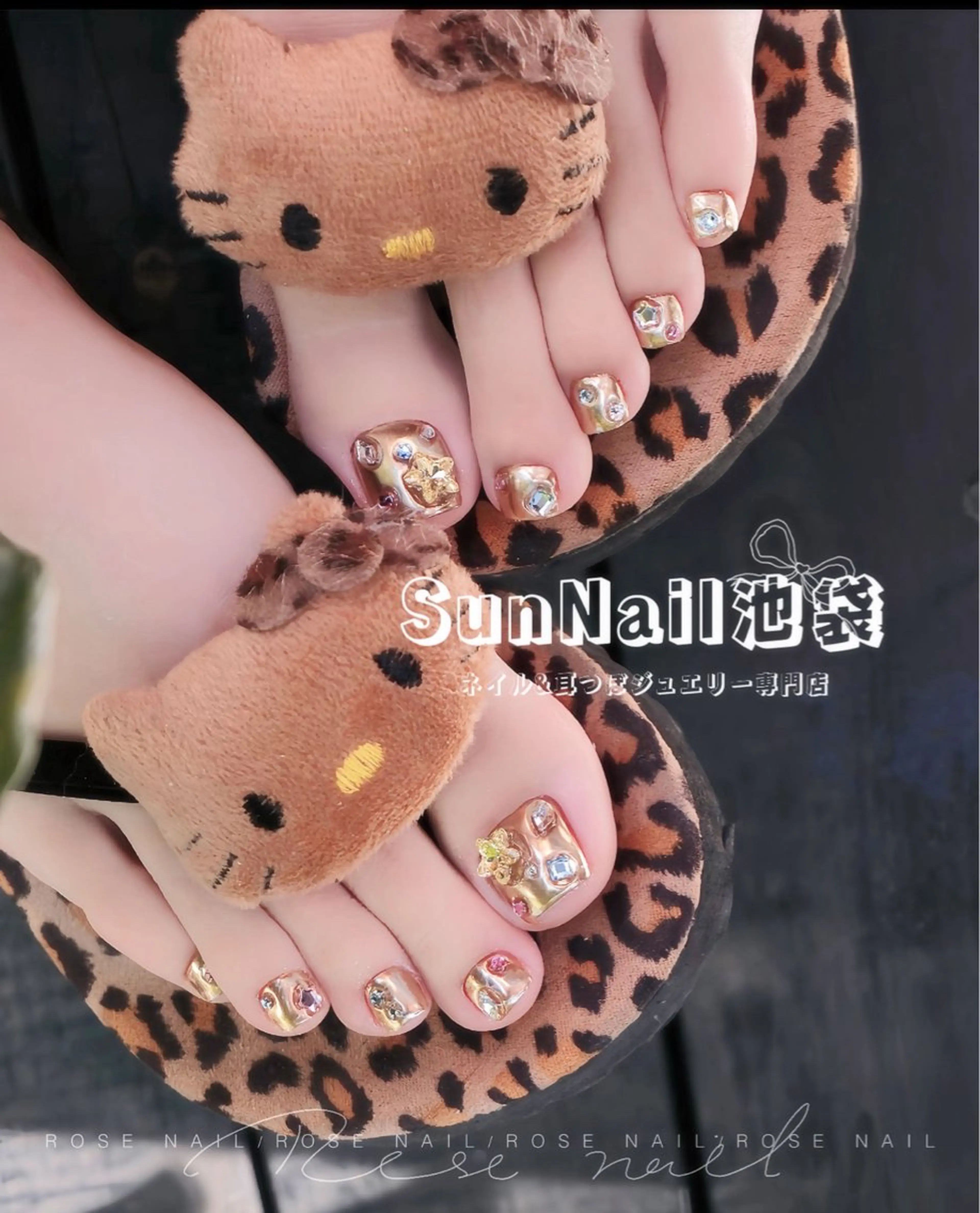 ネイル 長さ出し フットネイル マグネットネイル リボン 夏ネイル フットネイル Sun Nail 池袋のエステ・リラクイメージ