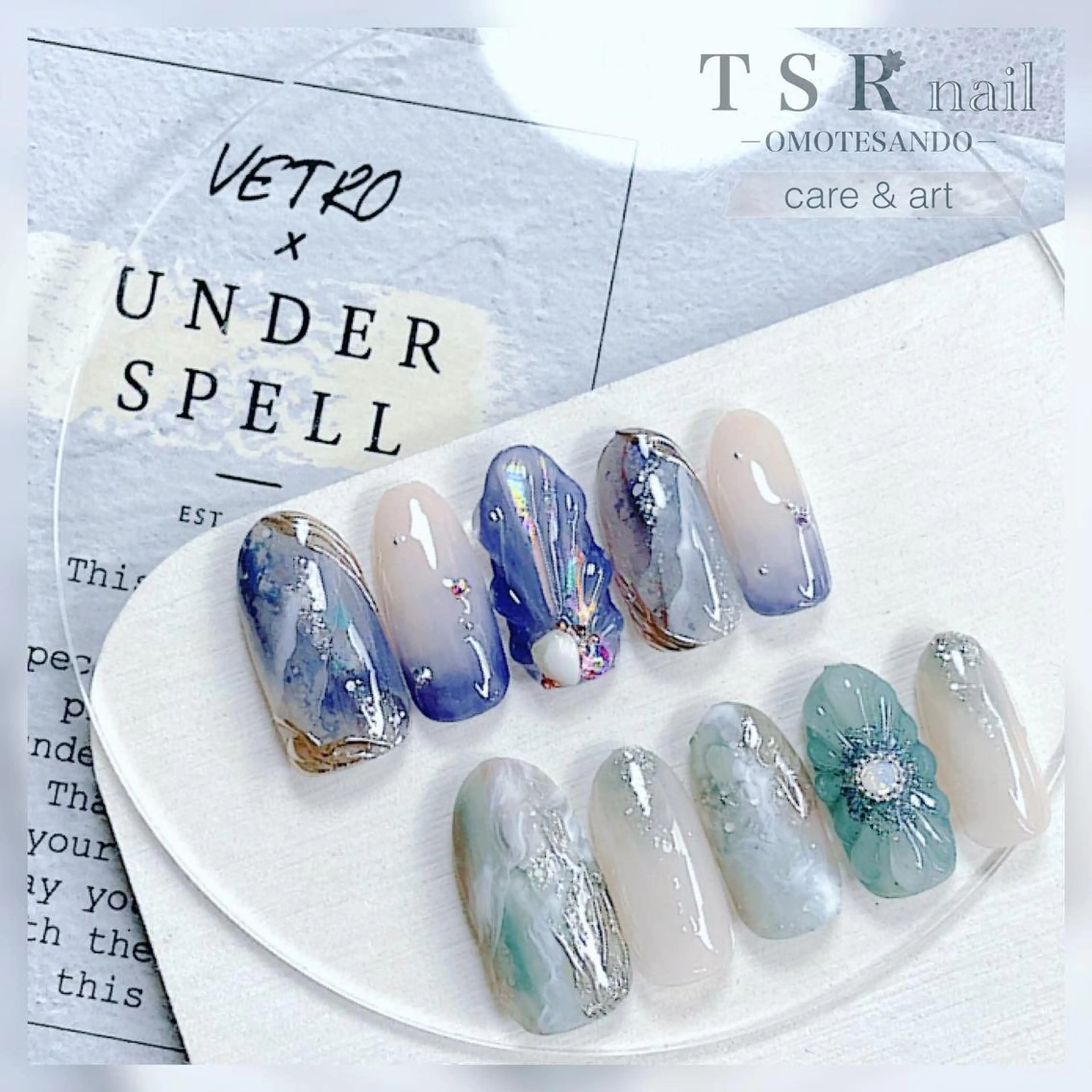ネイル 大理石ネイル(マーブル) ニュアンスネイル ネイルチップ ハンドネイル ハンドケア 爪咲 りり花のネイルデザイン