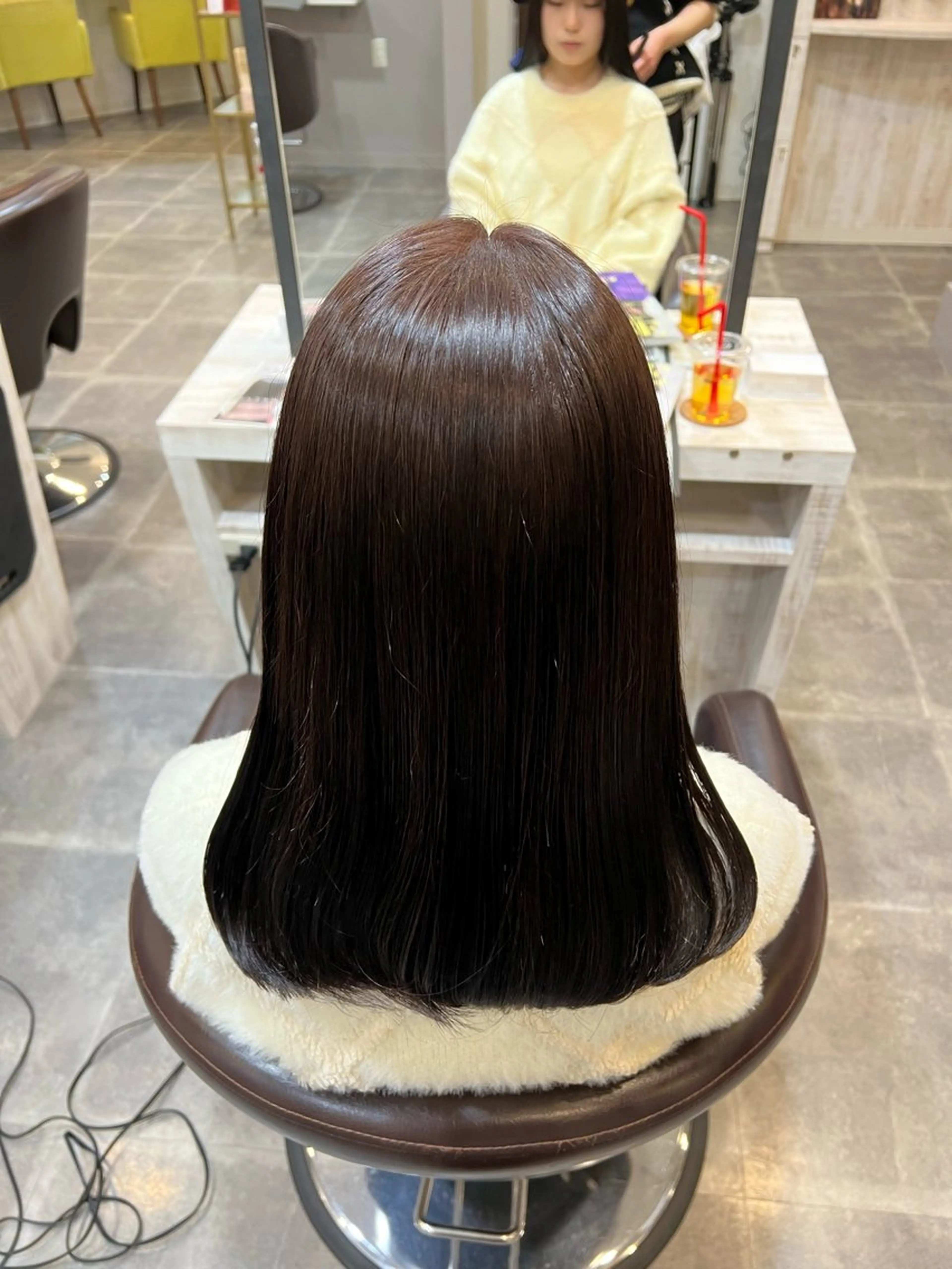 セミロング カラー 透明感カラー ラベンダーカラー 縮毛矯正 たんげ なるみ ┆Jr.スタイリストのヘアスタイル