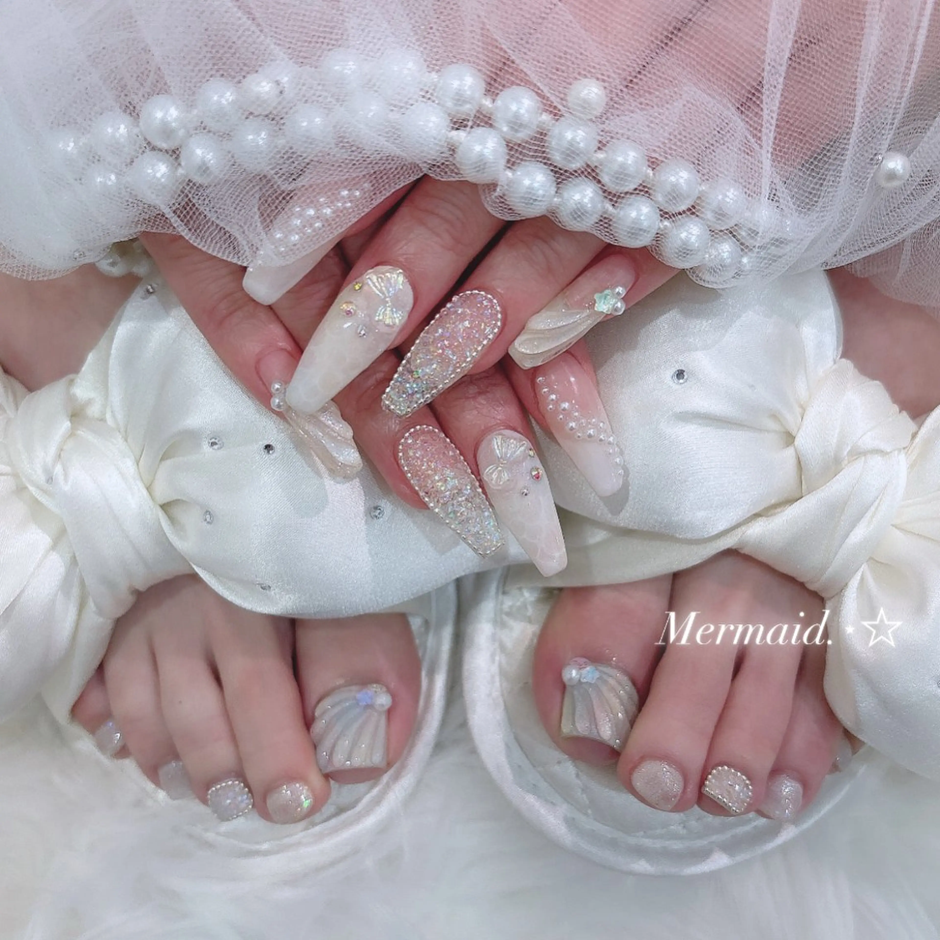 ネイル フットネイル おそろいネイル ハンドネイル Marinnail Hibikiのネイルデザイン