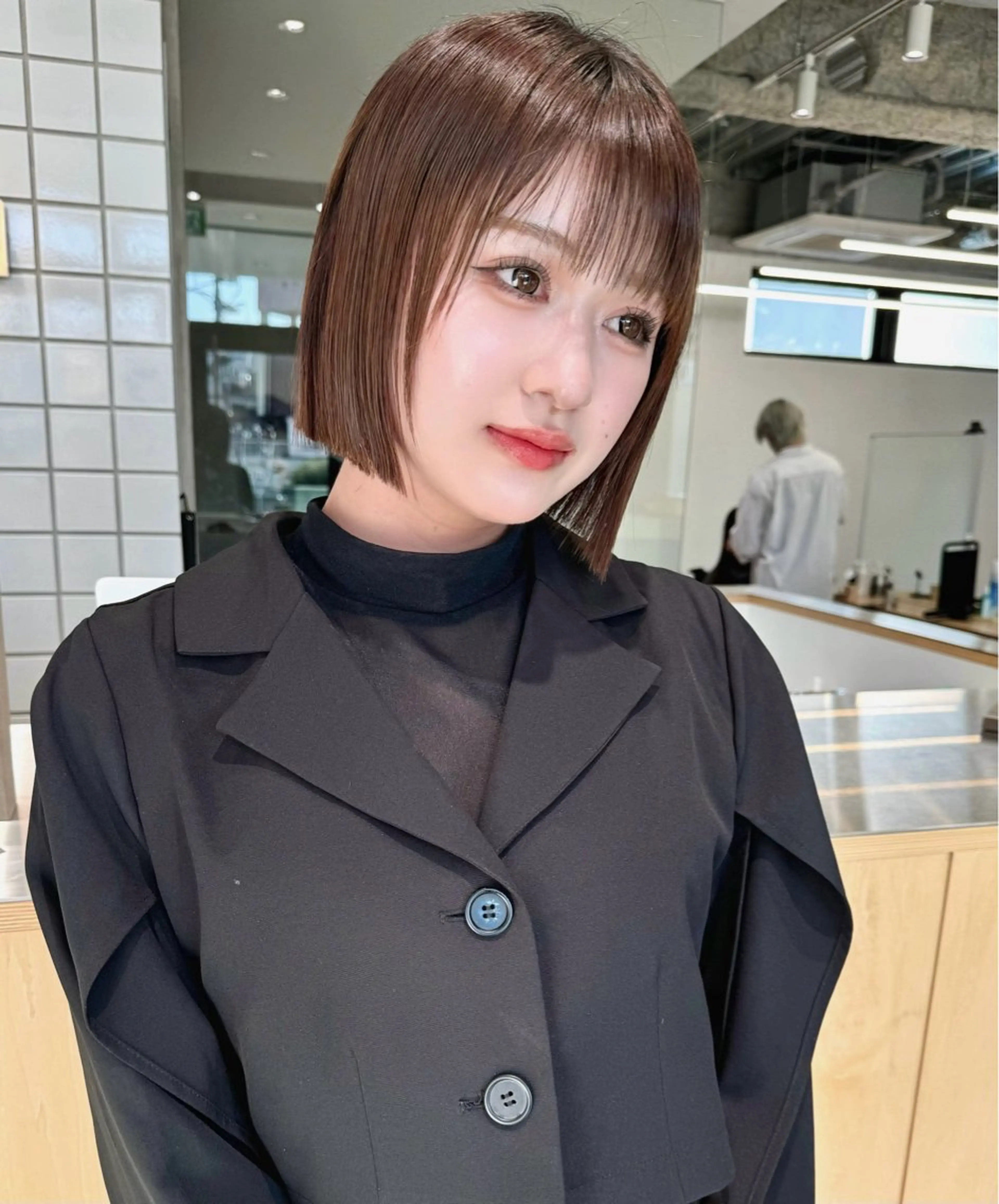 ショート ボブ 顔まわりレイヤー 顔周りカット レイヤーカット 外ハネヘア カット ヘアカラー トリートメント hollo渋谷所属・🇰🇷タッセルボブ /DAIKIのヘアスタイル