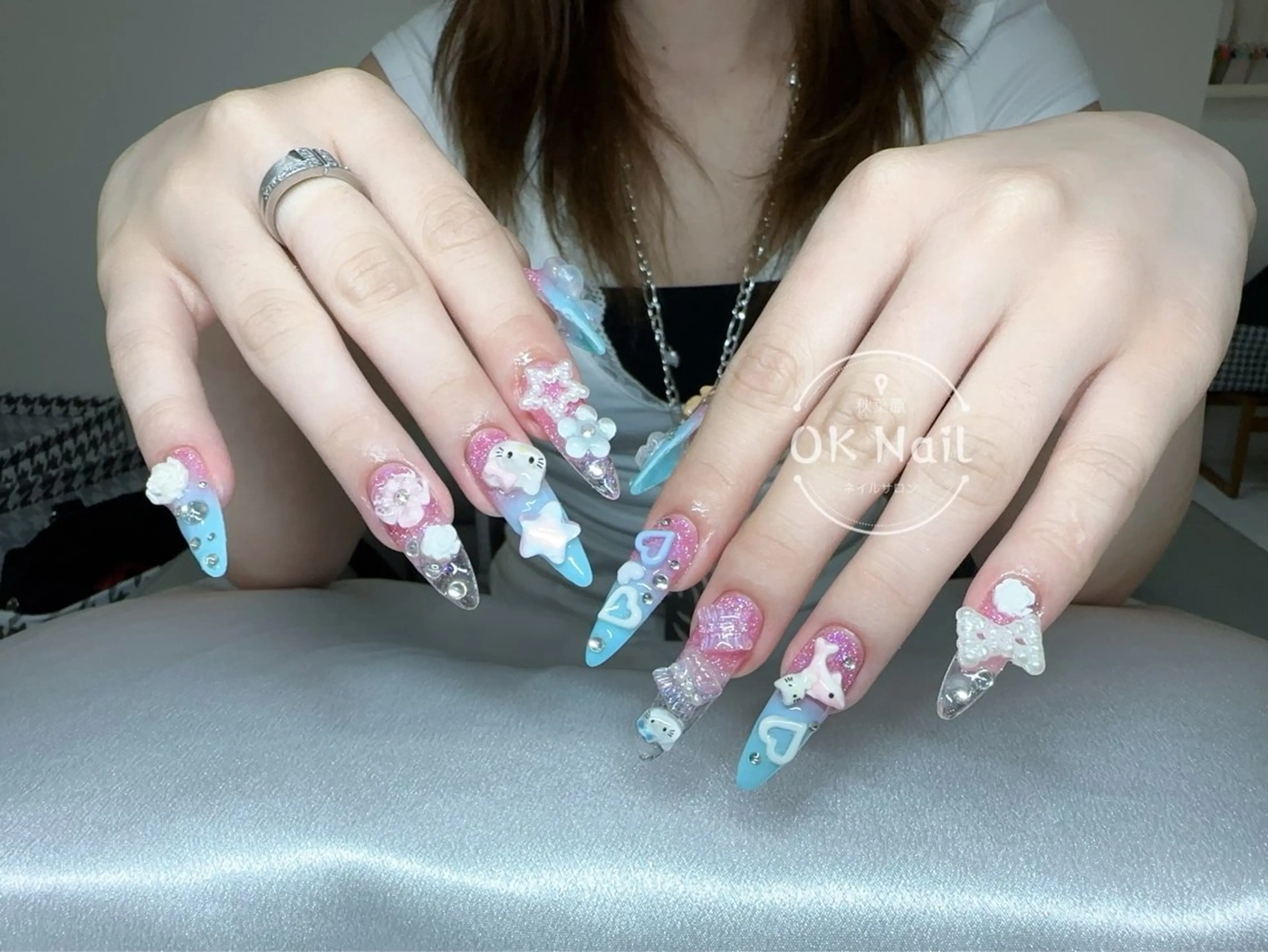 ネイル オーロラネイル チークネイル フレンチネイル ガラスフレンチ グラデーション OK Nailのネイルデザイン