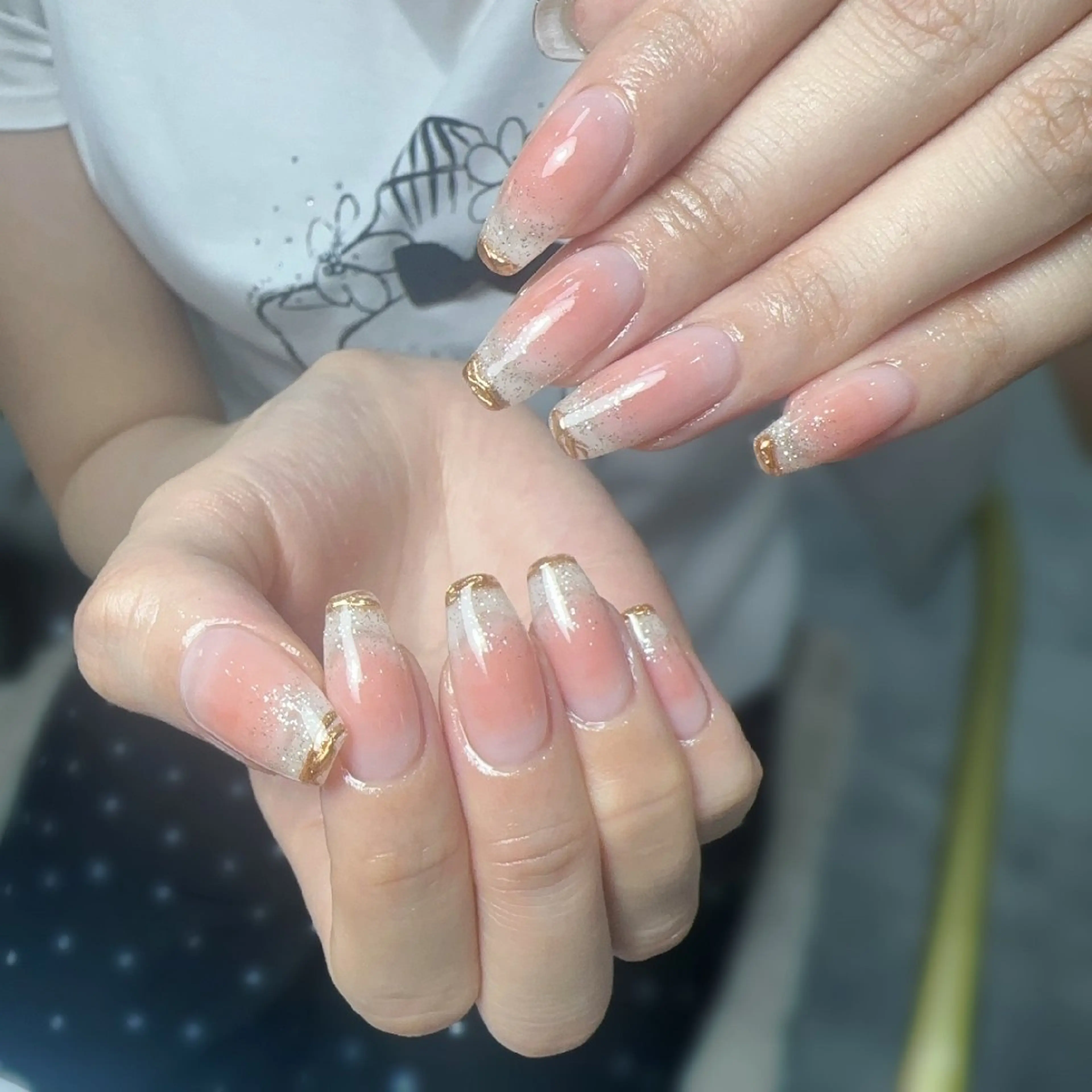 ネイル フレンチネイル ミラーネイル 持ち込み ハンドネイル UM Nail Salonのネイルデザイン