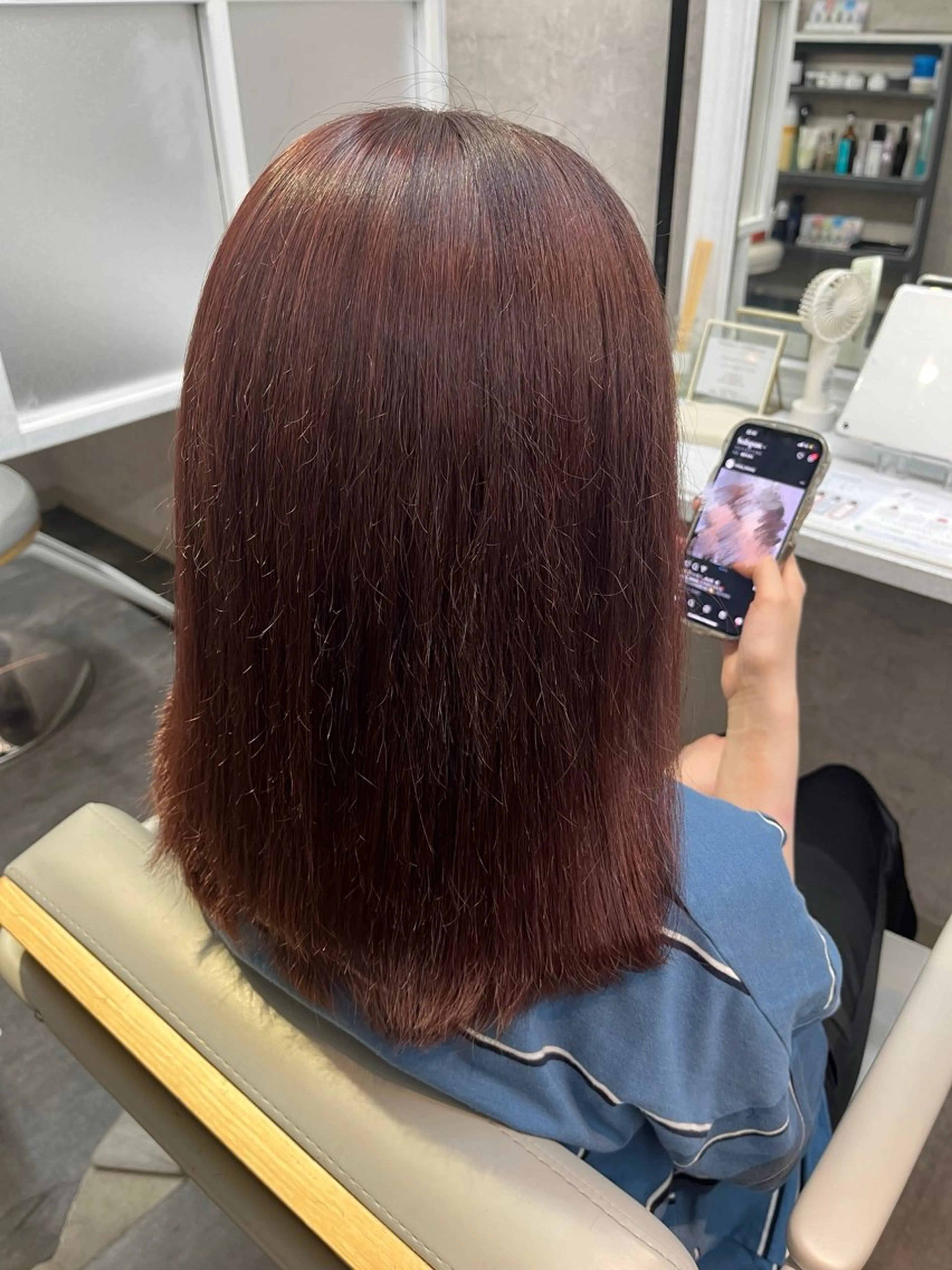 カラー ブラウンカラー レッドカラー 松井 咲樹のヘアスタイル